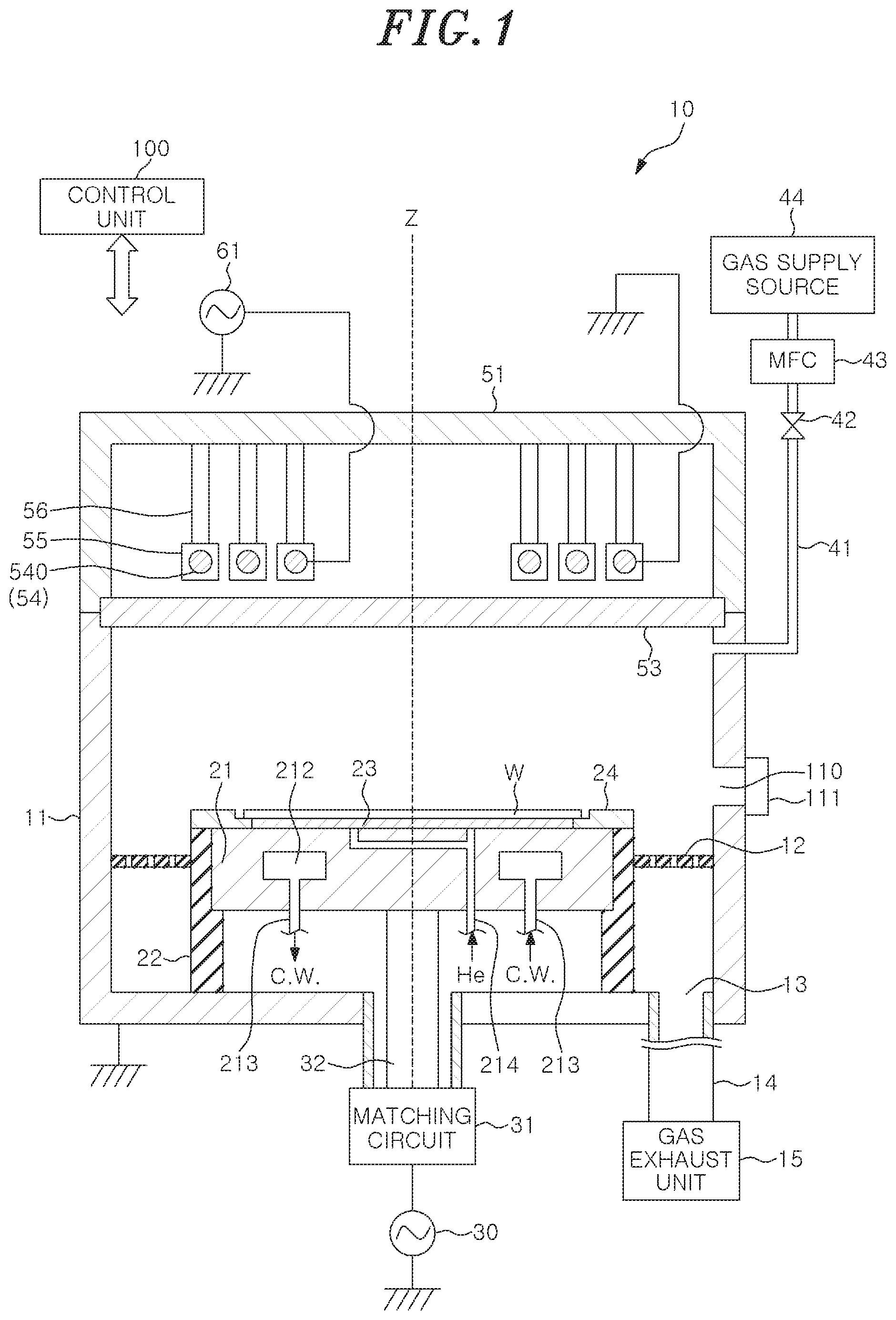Patent US11810758 Figure 1 – Plasma processing apparatus