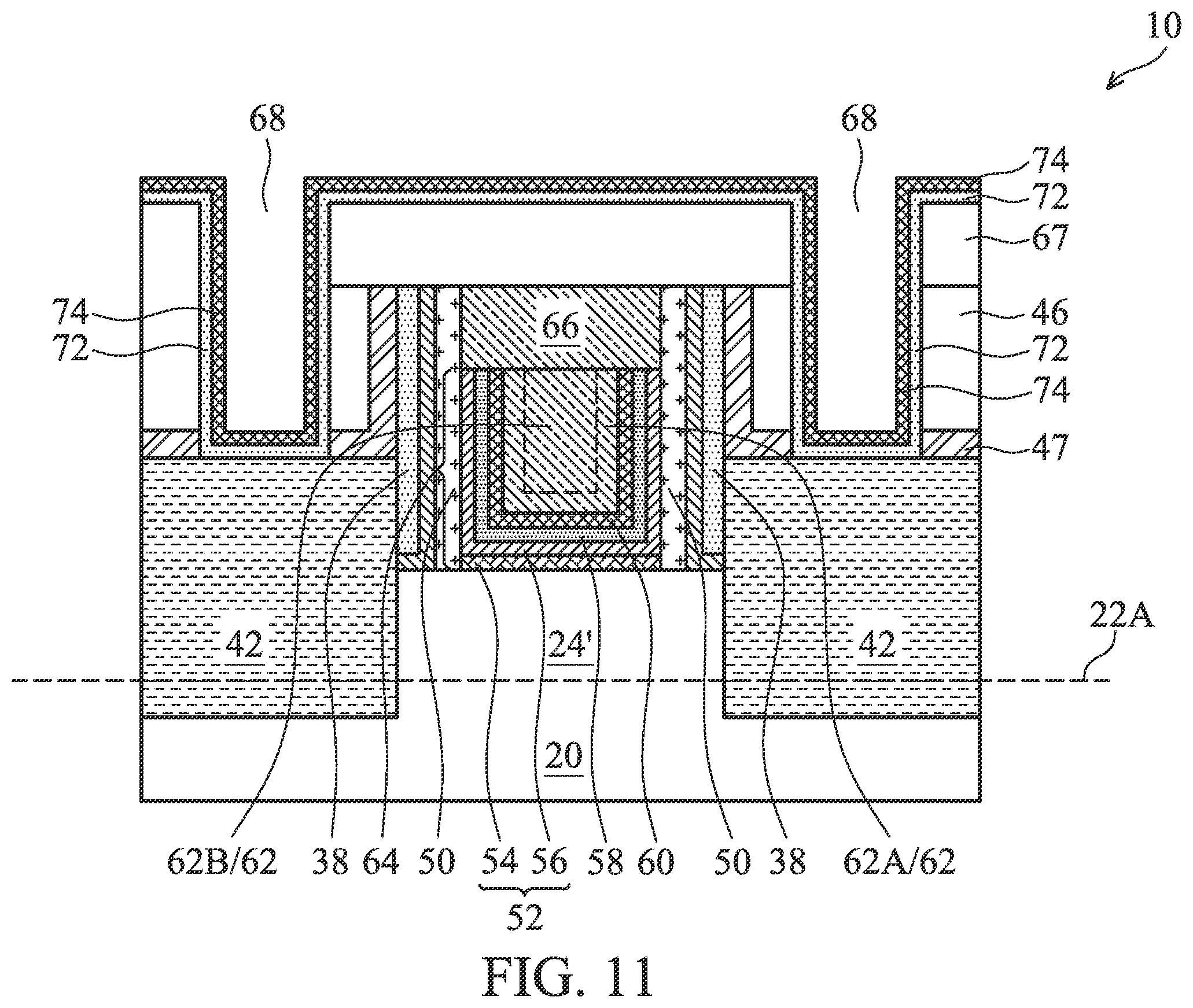 Patent US11810819 Figure 12 – Metal gates of transistors having reduced resistivity