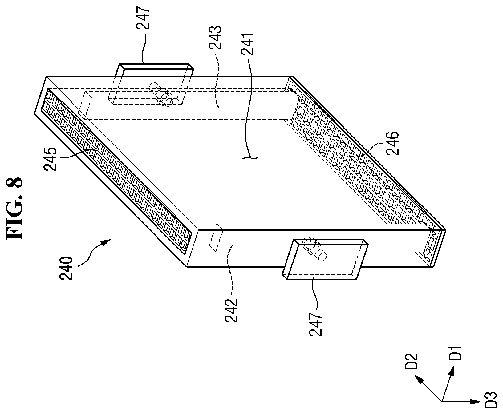Patent US11810829 Figure 8 – Apparatus for inspecting light emitting elements, method of inspecting light emitting elements using the apparatus, and method of manufacturing display device using the apparatus