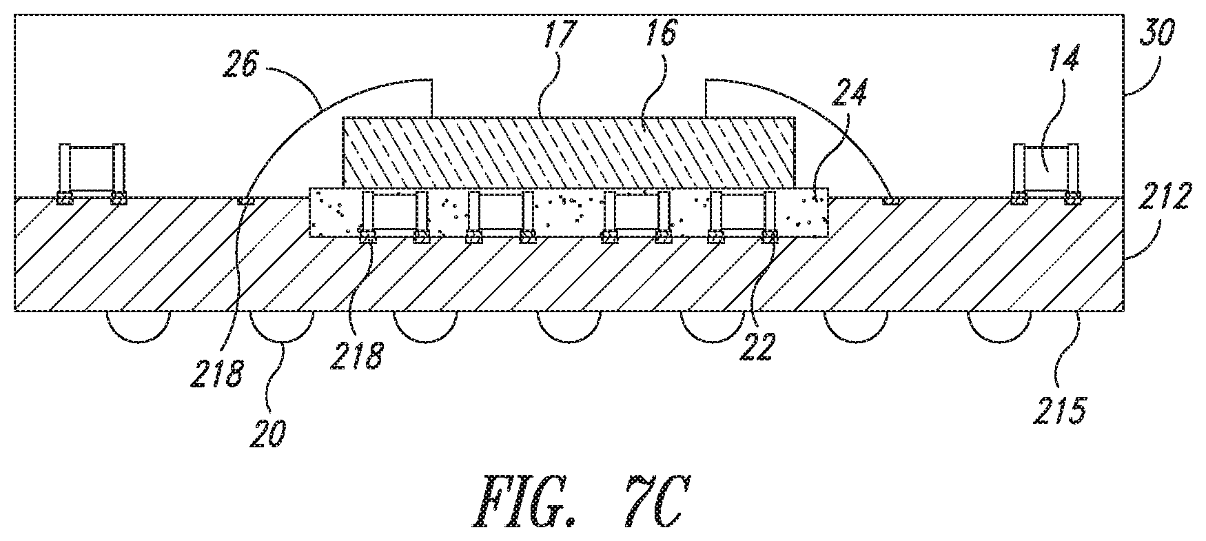 Patent US11810839 Figure 6 – Semiconductor package with die stacked on surface mounted devices