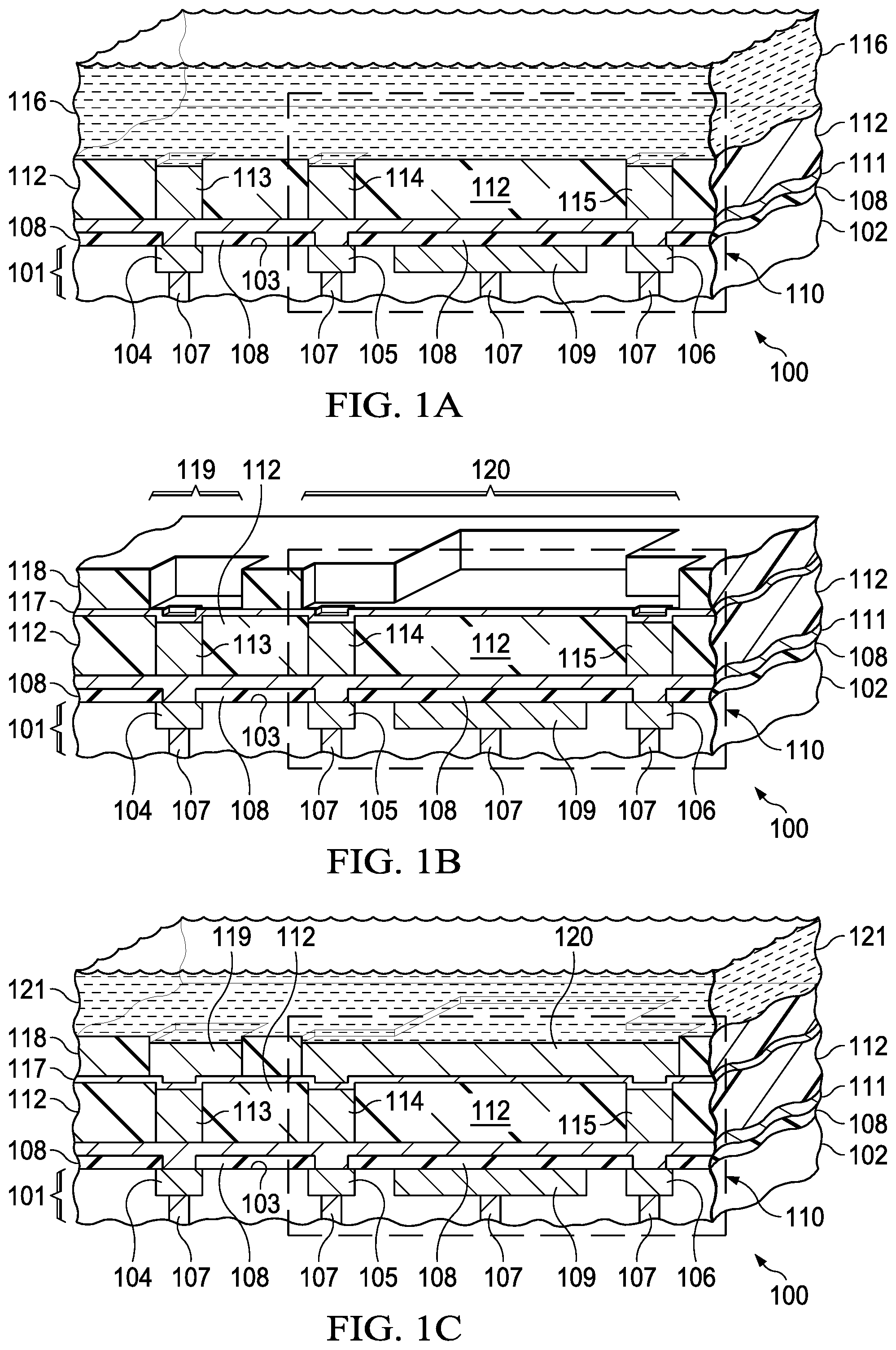 Patent US11810843 Figure 1 – Integrated capacitor with extended head bump bond pillar