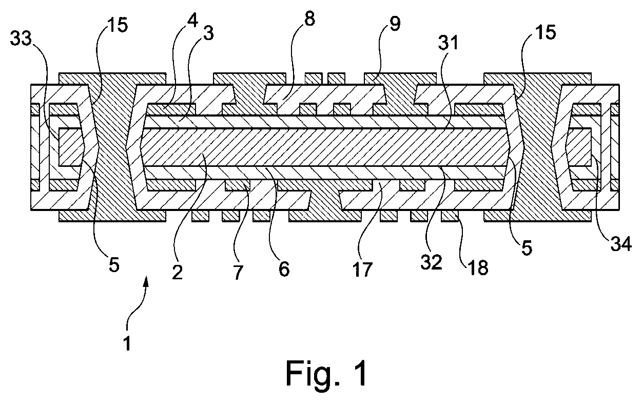 Patent US11810844 Figure 1 – Component carrier and method of manufacturing the same