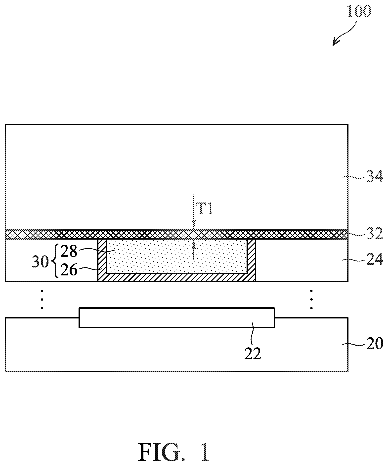 Patent US11810857 Figure 1 – Via for semiconductor device and method