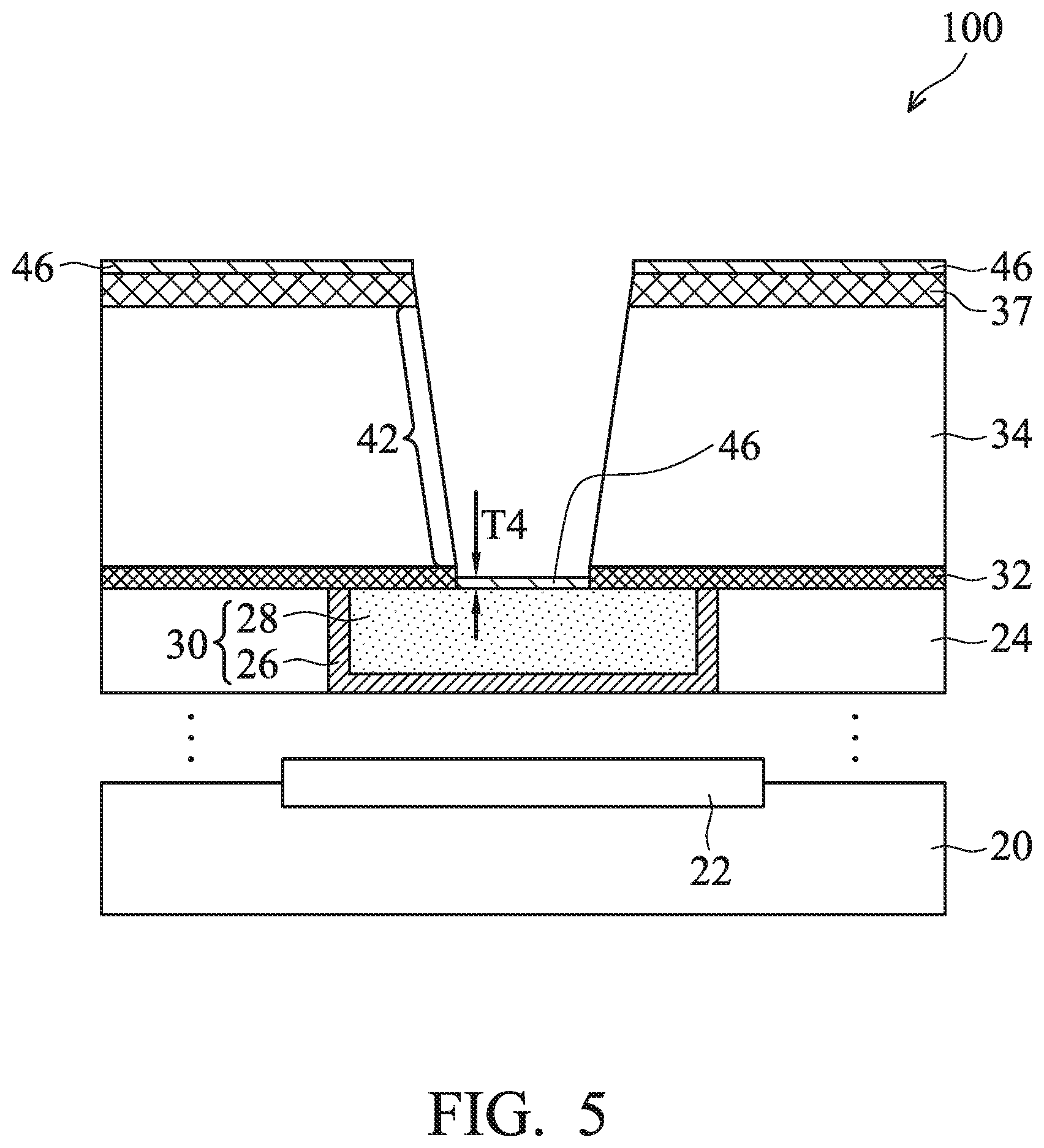 Patent US11810857 Figure 5 – Via for semiconductor device and method
