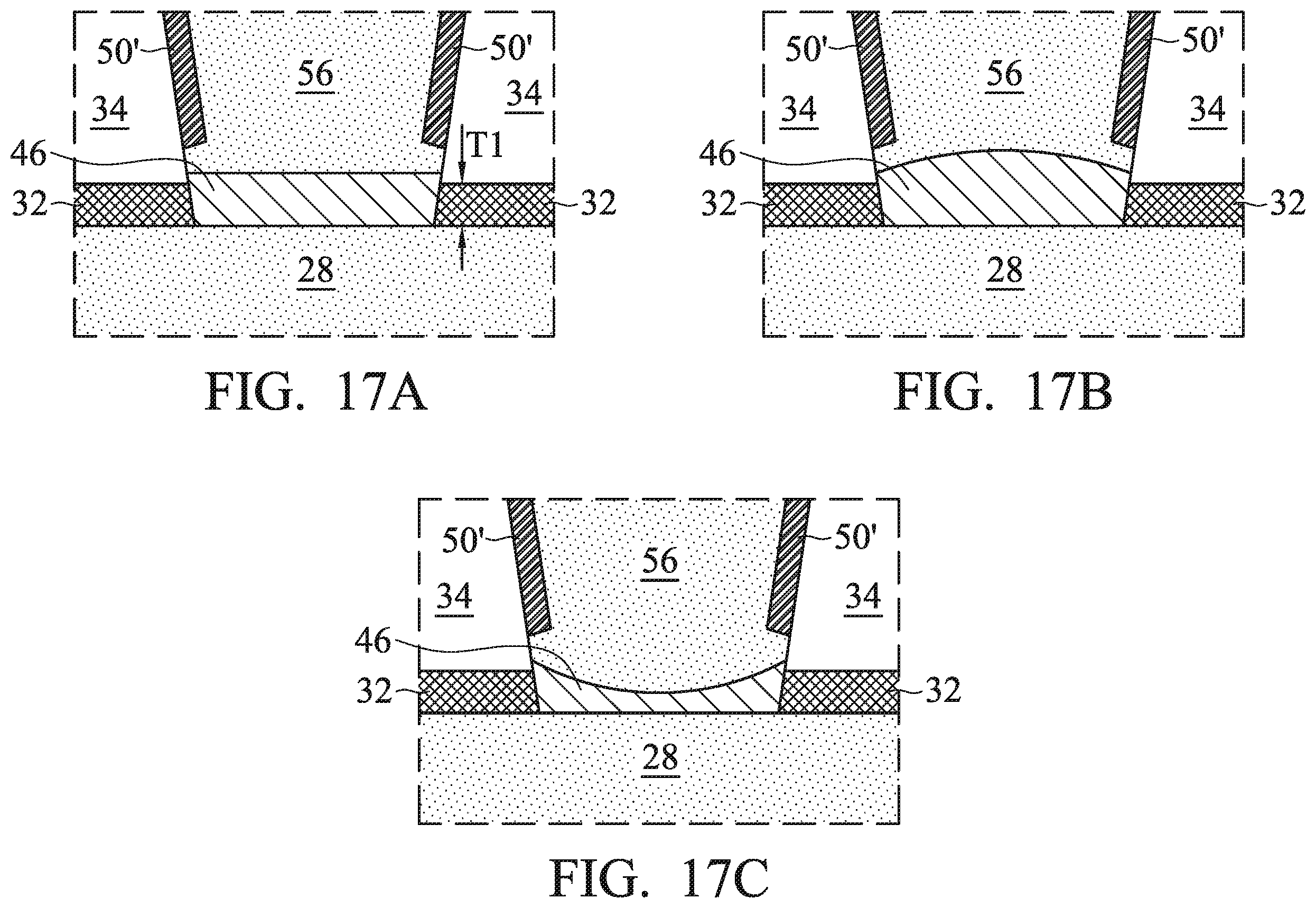 Patent US11810857 Figure 17 – Via for semiconductor device and method