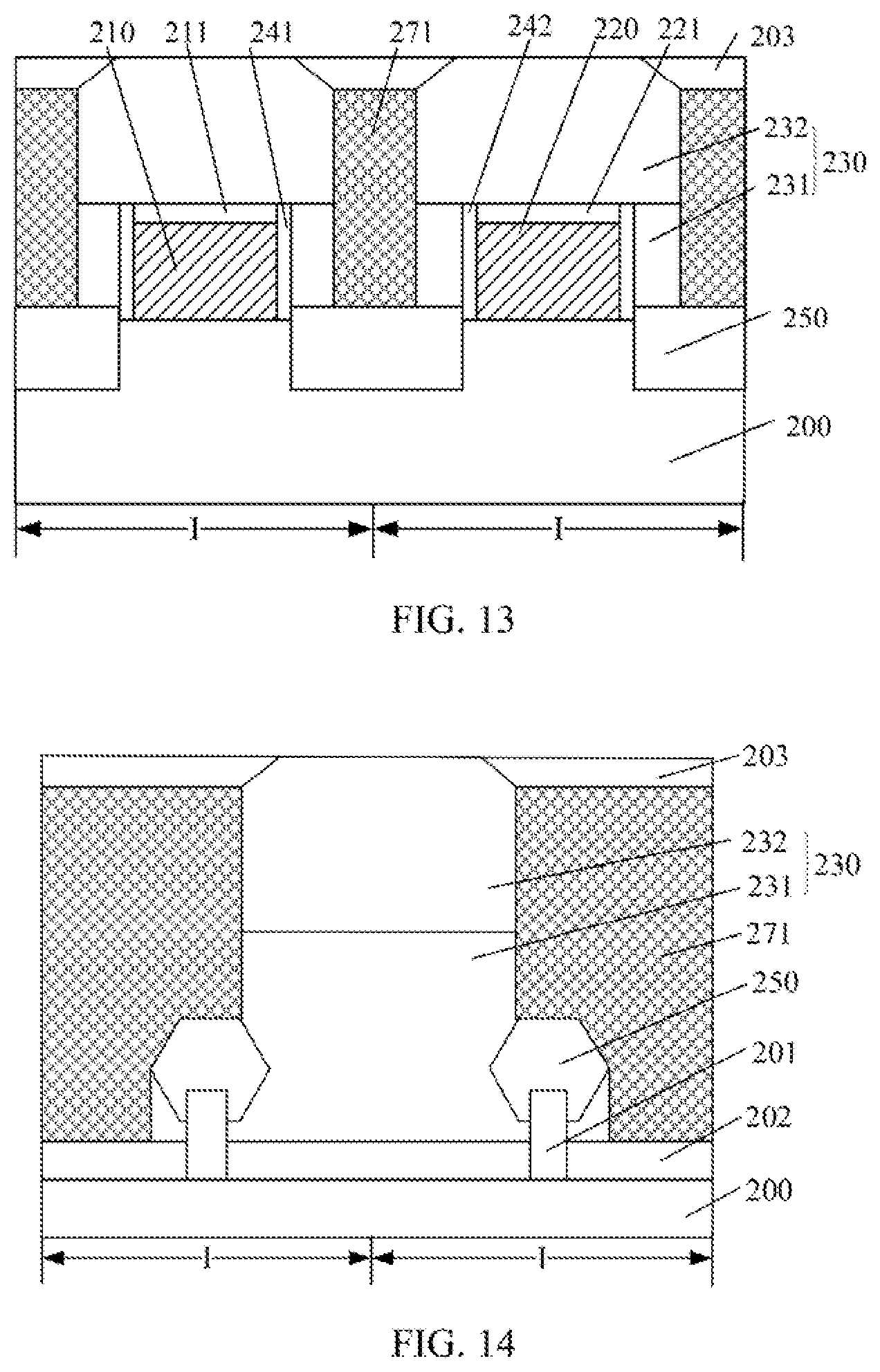 Patent US11810860 Figure 7 – Semiconductor device with conductive structure and insulation layer of different width