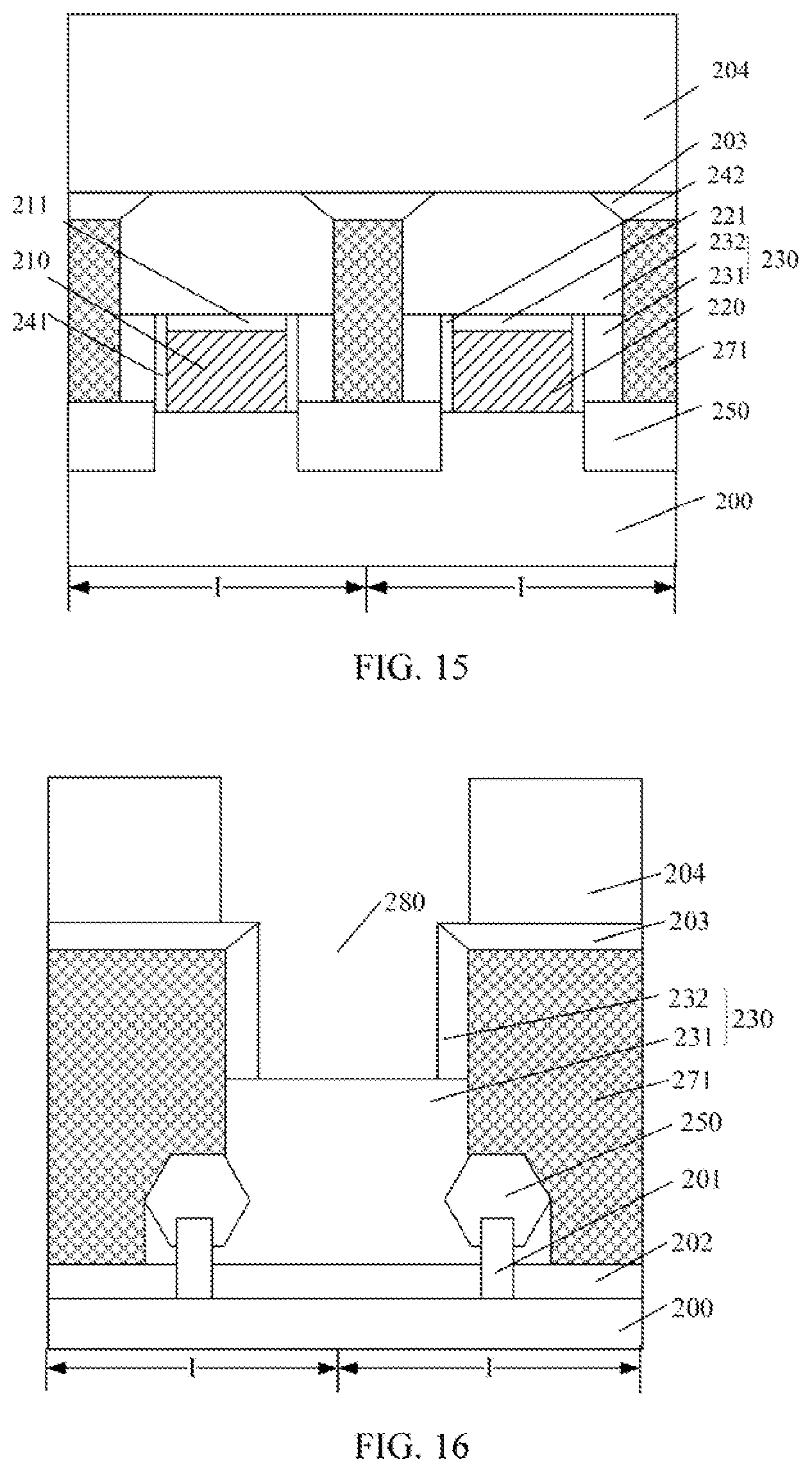 Patent US11810860 Figure 8 – Semiconductor device with conductive structure and insulation layer of different width