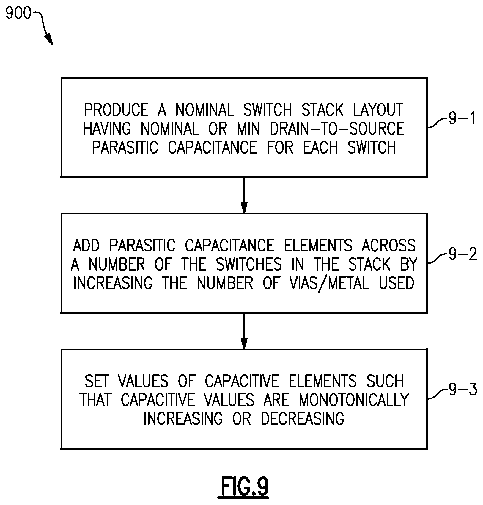 Patent US11810874 Figure 10 – Devices and methods related to voltage compensated switch stack