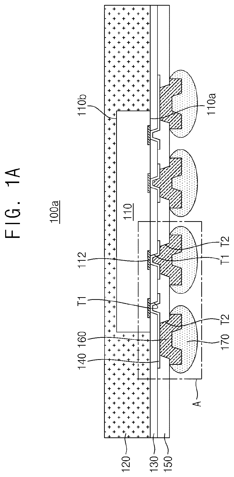 Patent US11810878 — Wafer-level package including under bump metal layer — Figure 1