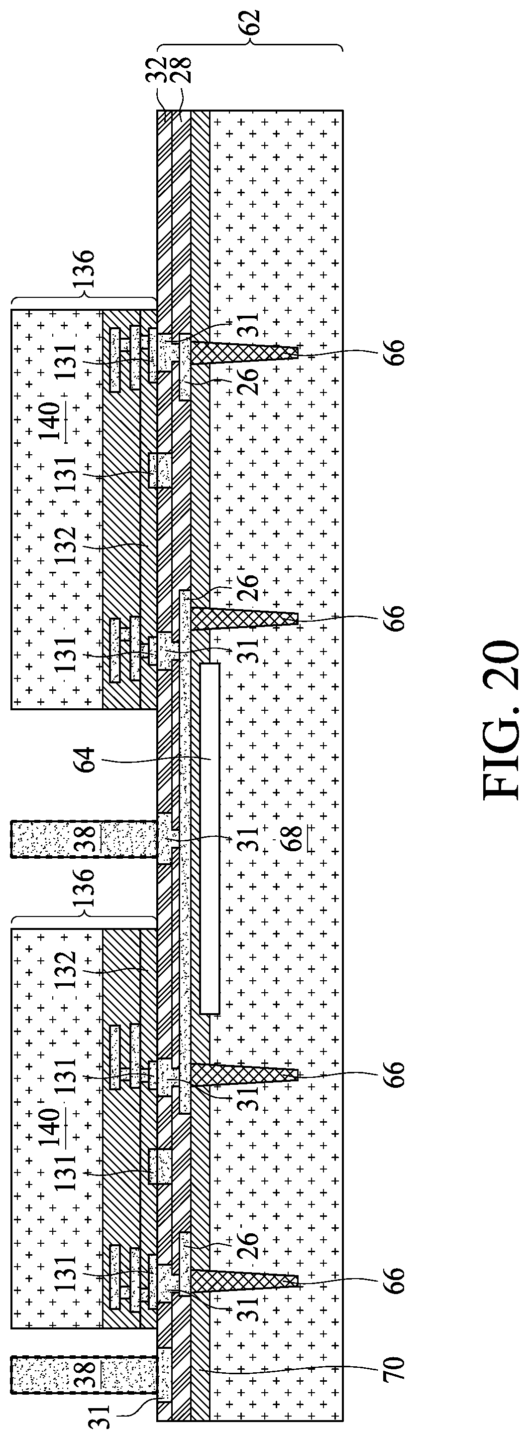 Patent US11810899 Figure 20 – 3DIC formation with dies bonded to formed RDLs