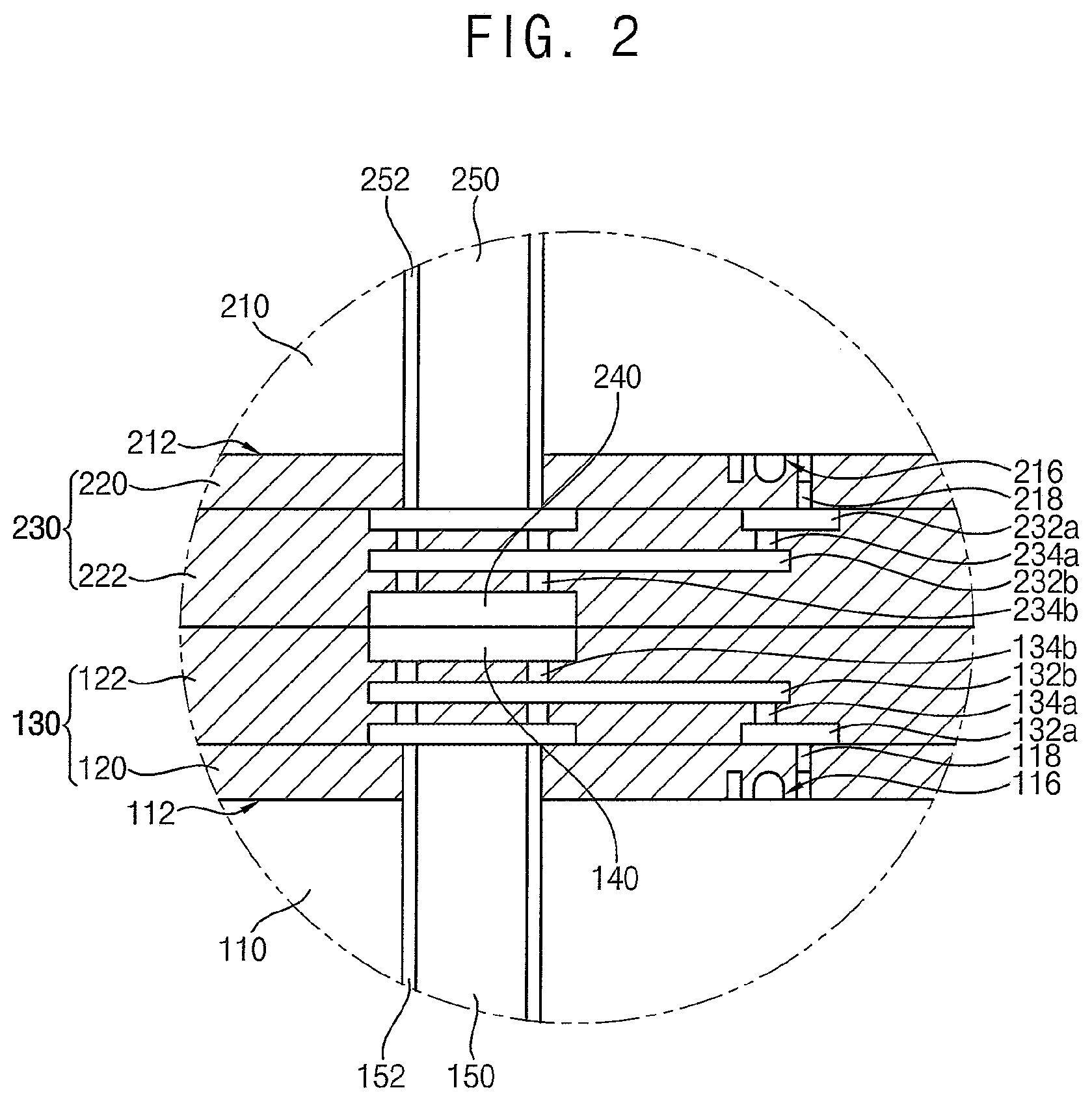 Patent US11810900 Figure 2 – Semiconductor packages stacked by wafer bonding process and methods of manufacturing the semiconductor packages