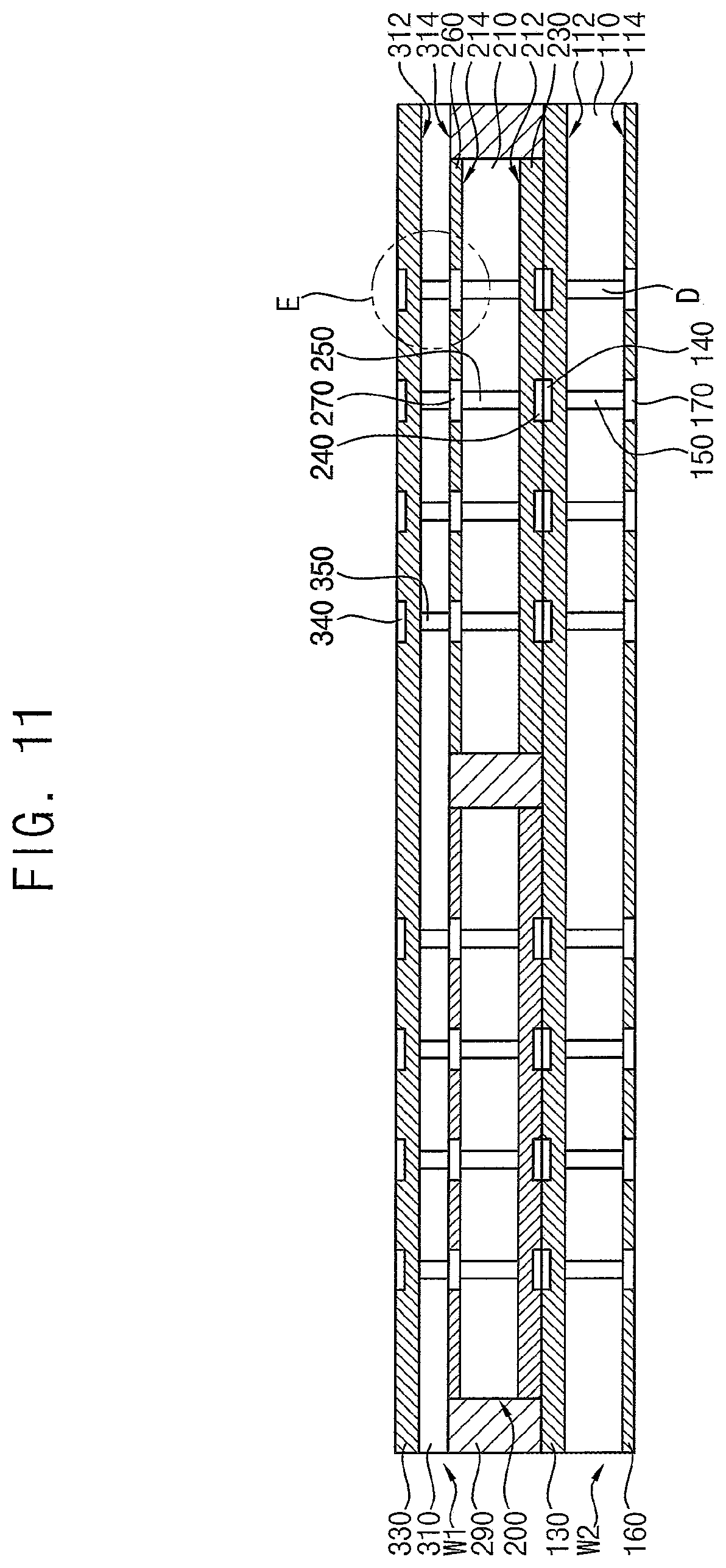 Patent US11810900 Figure 11 – Semiconductor packages stacked by wafer bonding process and methods of manufacturing the semiconductor packages