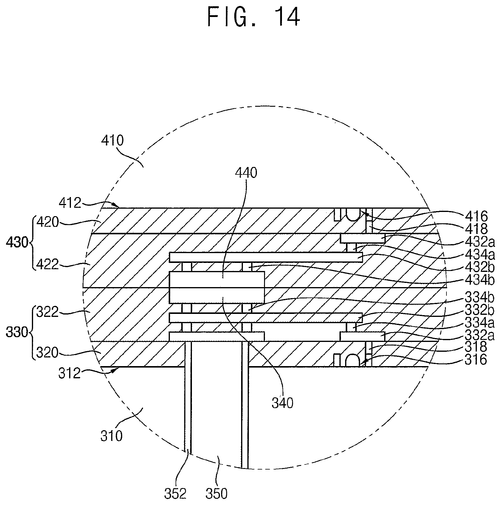 Patent US11810900 Figure 14 – Semiconductor packages stacked by wafer bonding process and methods of manufacturing the semiconductor packages