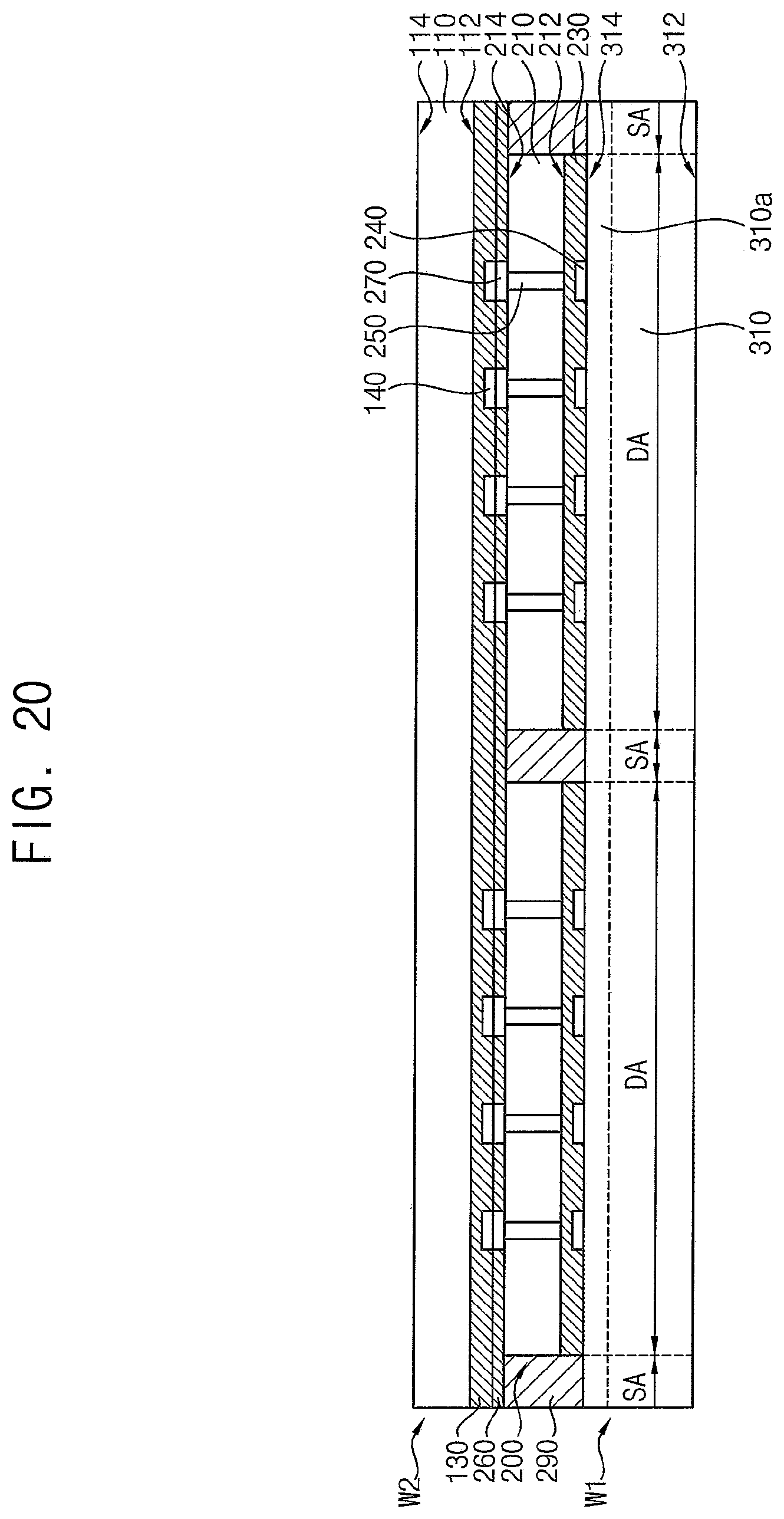 Patent US11810900 Figure 20 – Semiconductor packages stacked by wafer bonding process and methods of manufacturing the semiconductor packages
