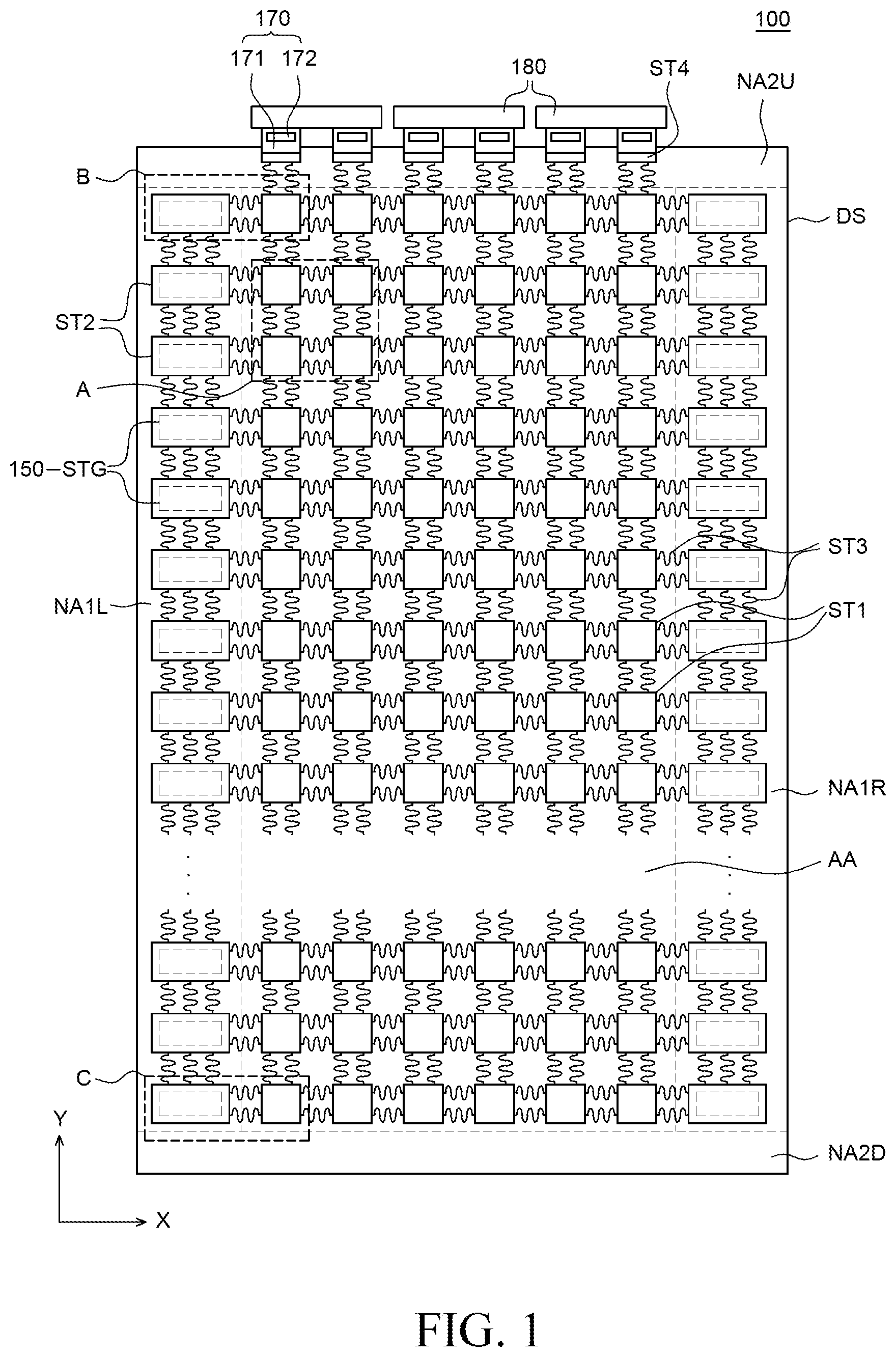 Patent US11810906 Figure 1 – Stretchable display device