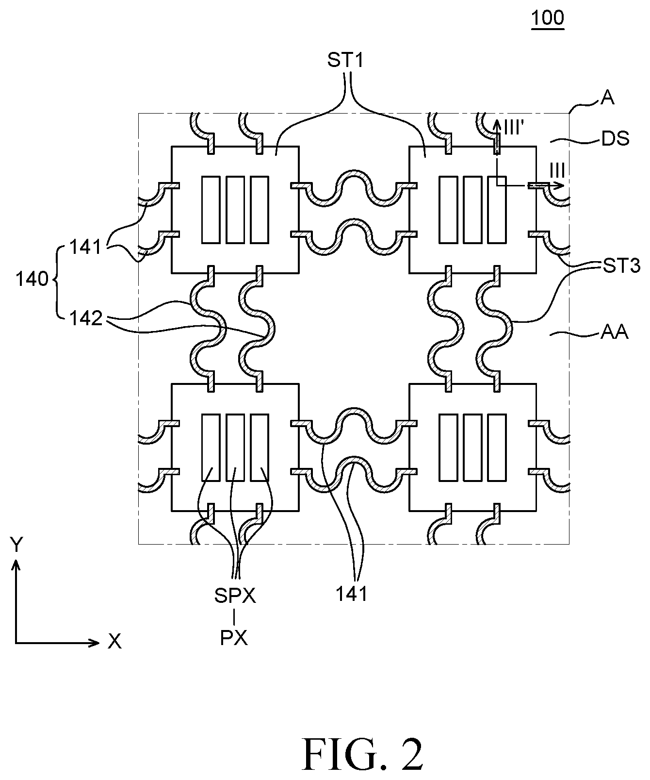 Patent US11810906 Figure 2 – Stretchable display device