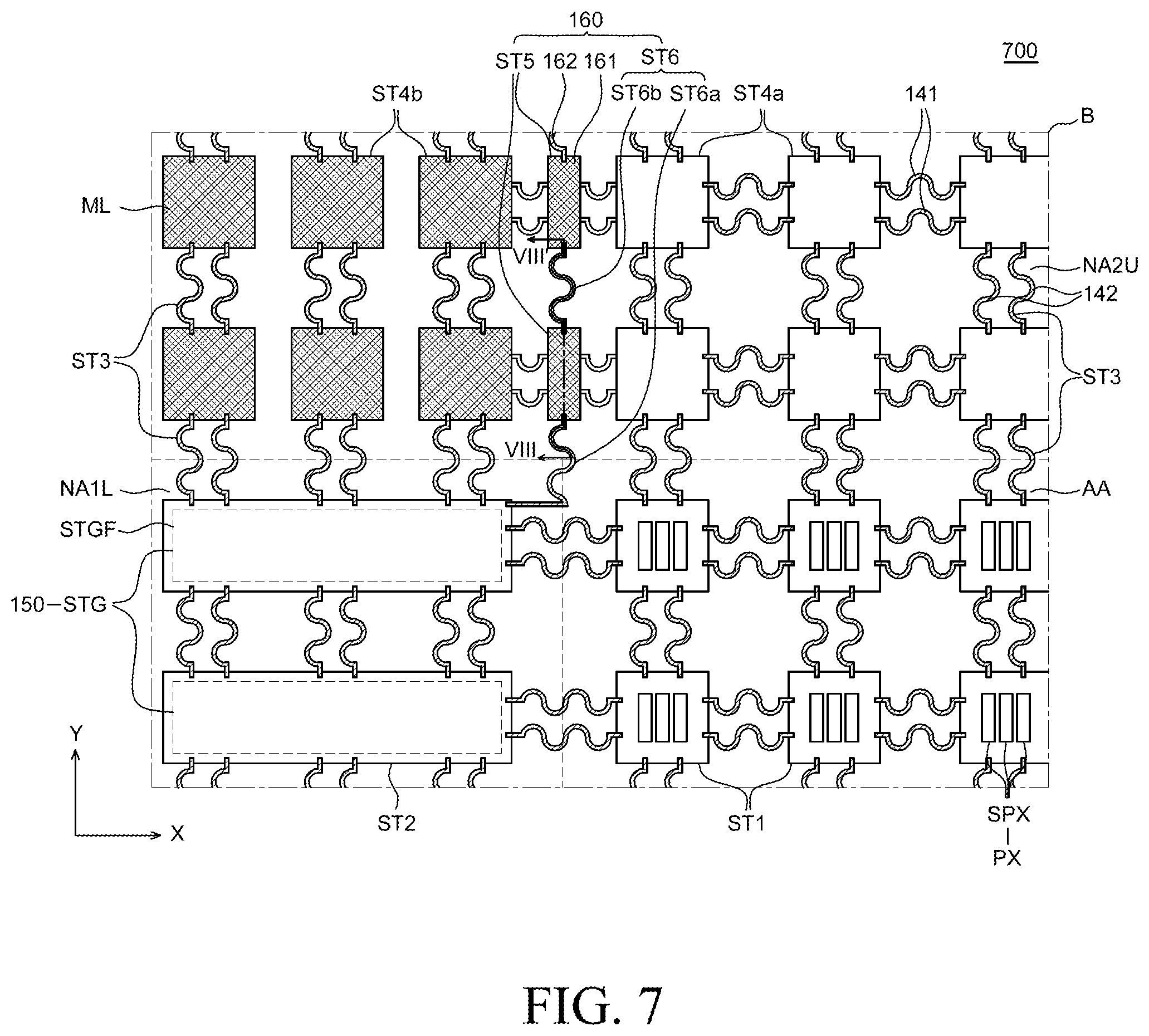 Patent US11810906 Figure 7 – Stretchable display device