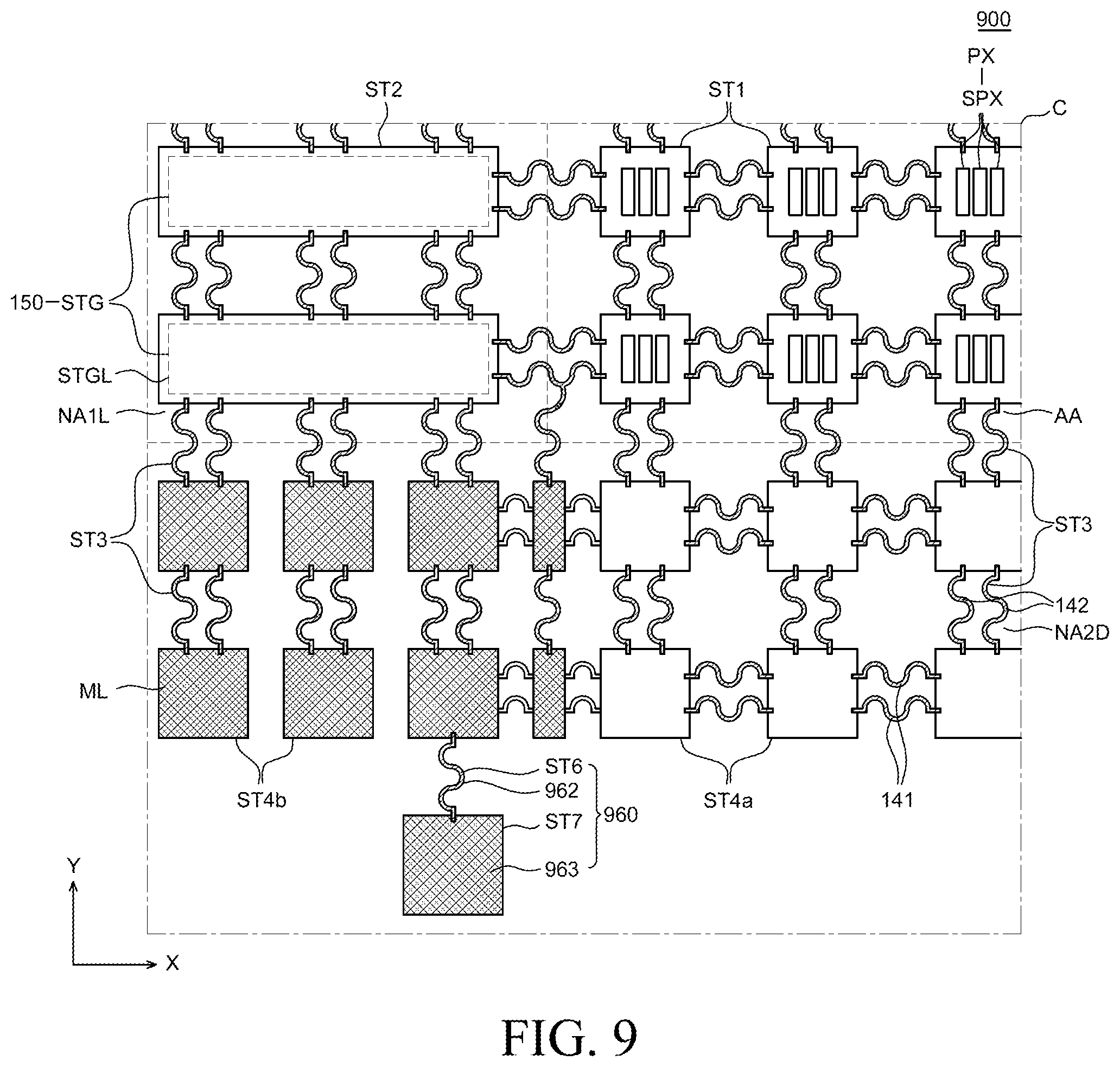 Patent US11810906 Figure 9 – Stretchable display device