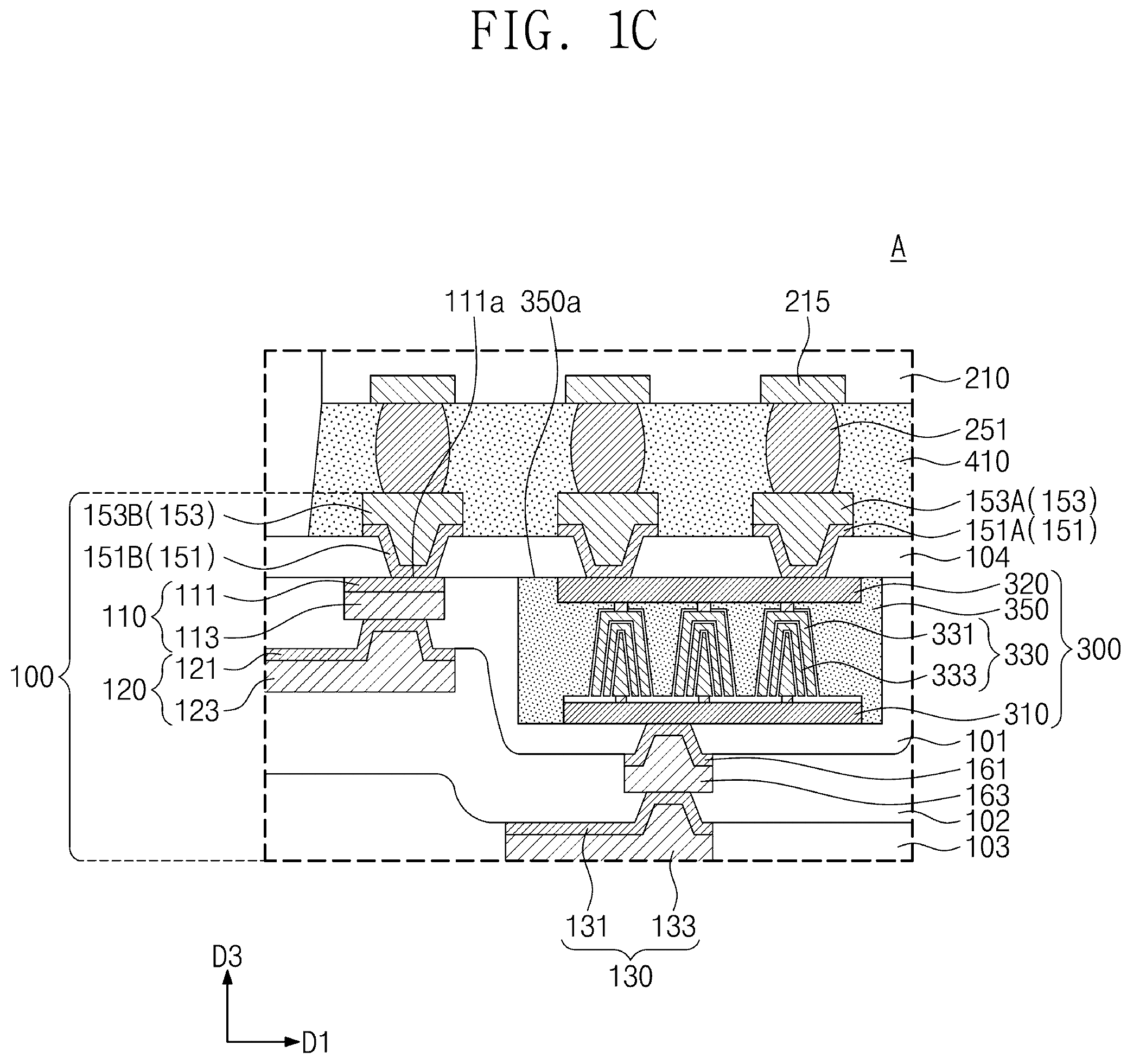 Patent US11810915 Figure 3 – Semiconductor package with redistribution substrate having embedded passive device