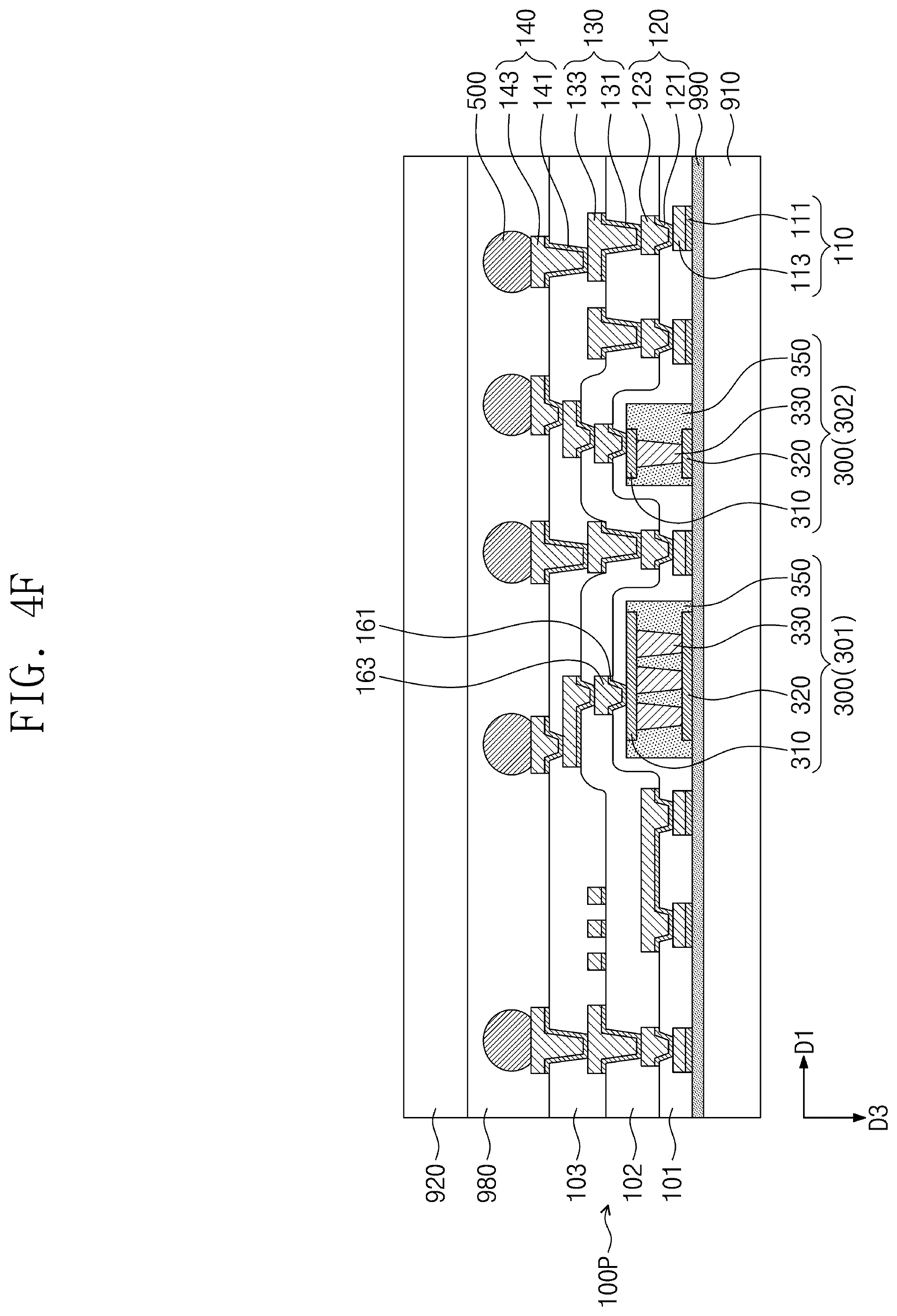 Patent US11810915 Figure 11 – Semiconductor package with redistribution substrate having embedded passive device