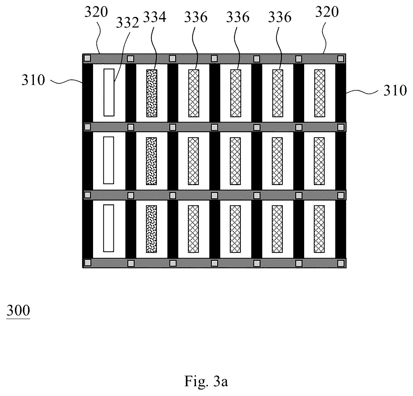 Patent US11810916 Figure 4 – Semiconductor capacitor array layout capable of generating parasitic capacitance toward edge of layout