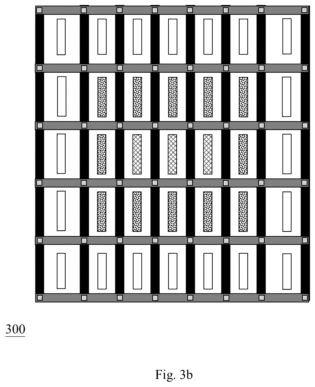 Patent US11810916 Figure 5 – Semiconductor capacitor array layout capable of generating parasitic capacitance toward edge of layout