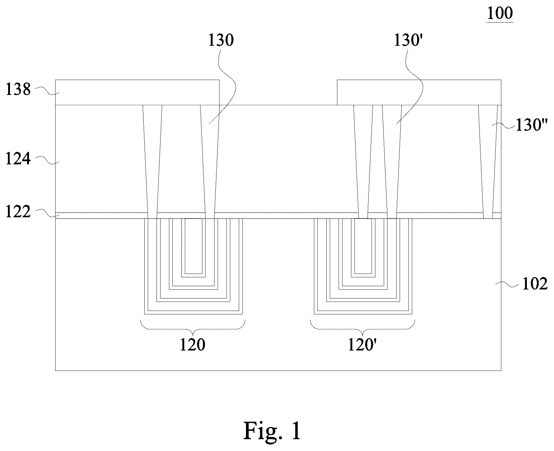 Patent US11810945 Figure 1 – Trench capacitor and method of forming the same