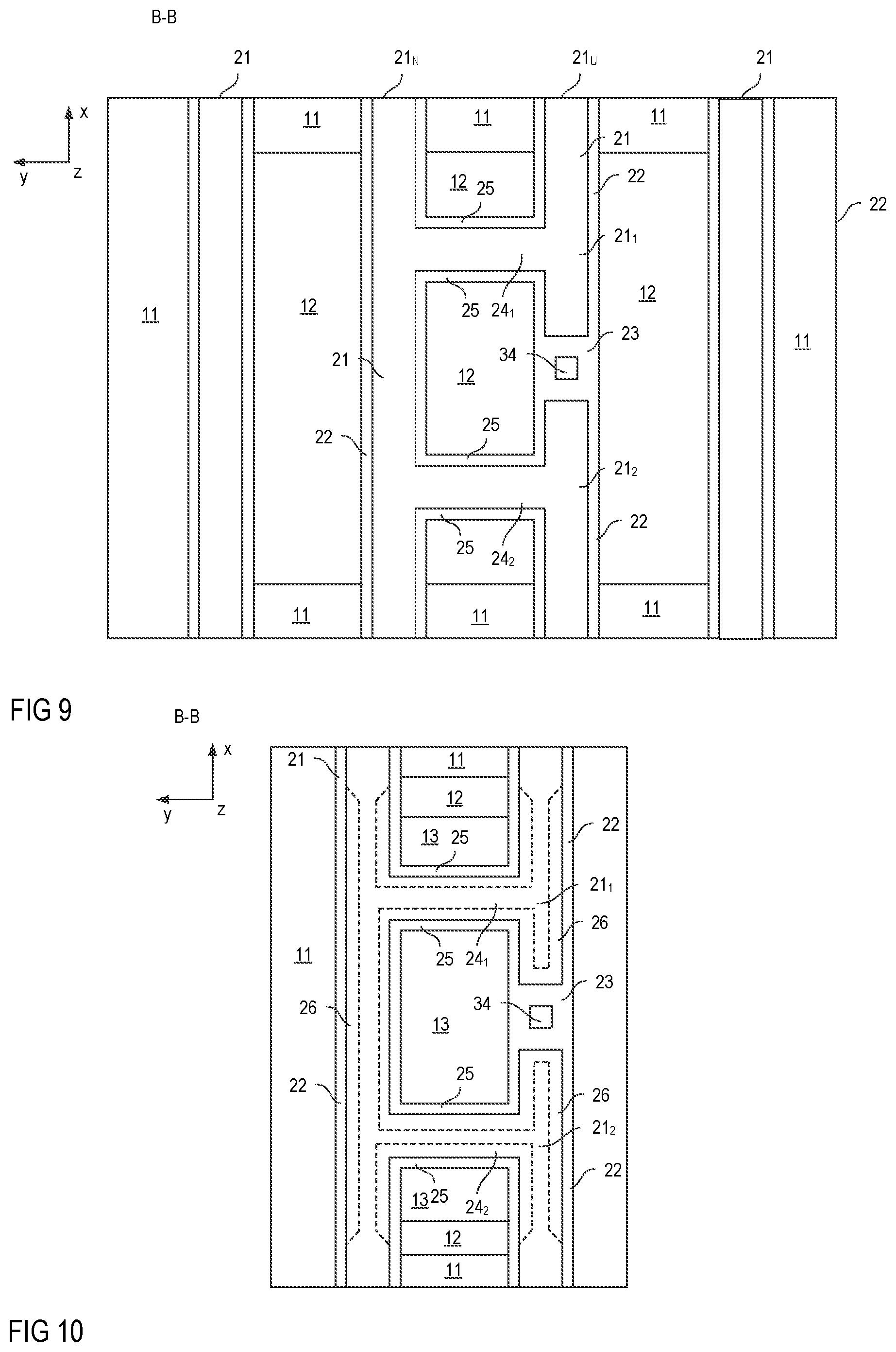 Patent US11810958 Figure 6 – Transistor component having gate electrodes and field electrodes