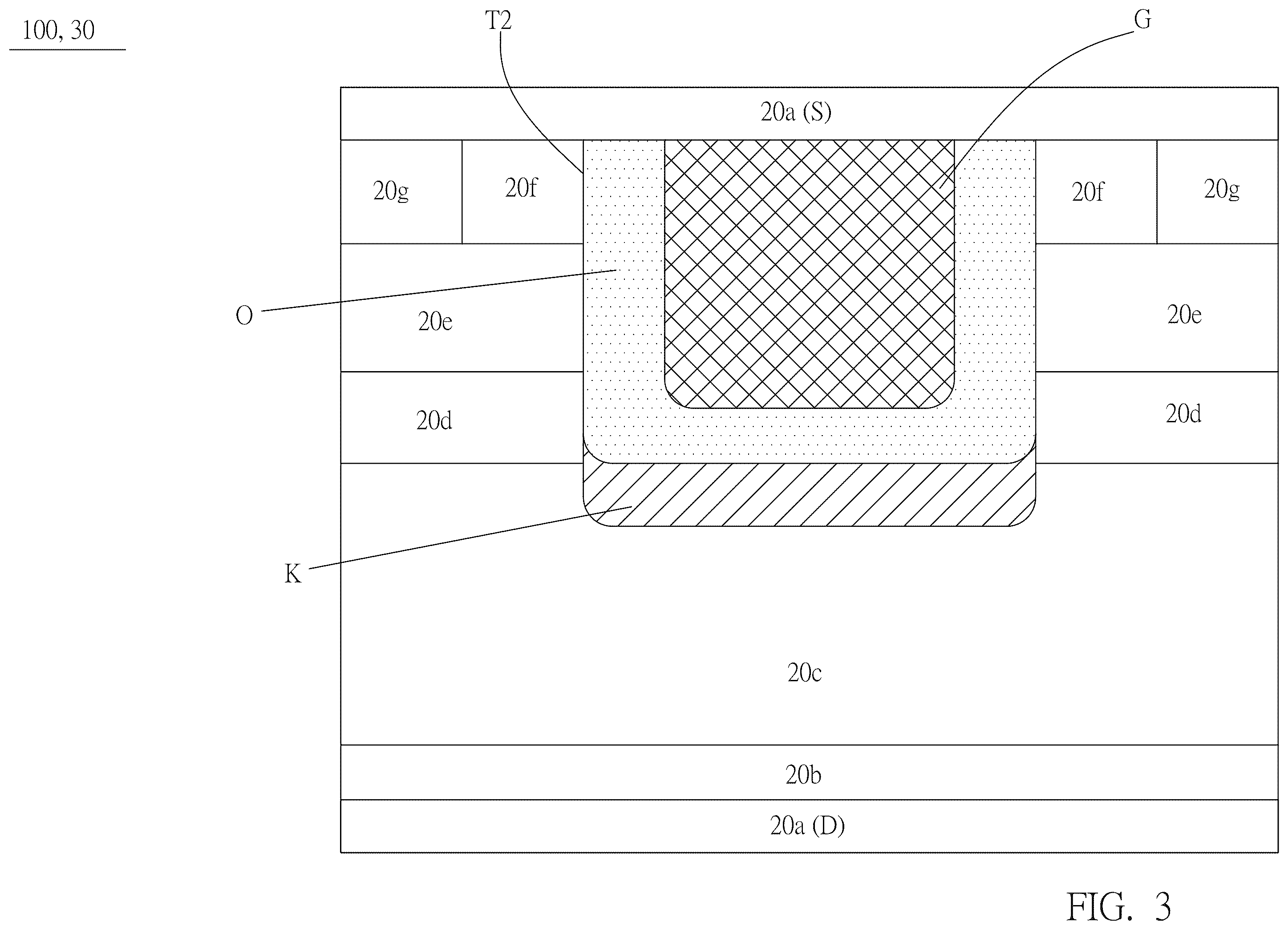 Patent US11810974 Figure 3 – Semiconductor structure with trench junction barrier schottky (TJBS) diode
