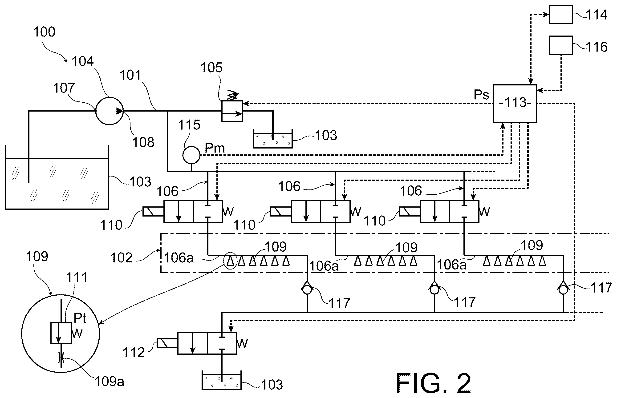 Patent US11812686 Figure 2 – Spraying system for agricultural vehicle and spraying method using such a system