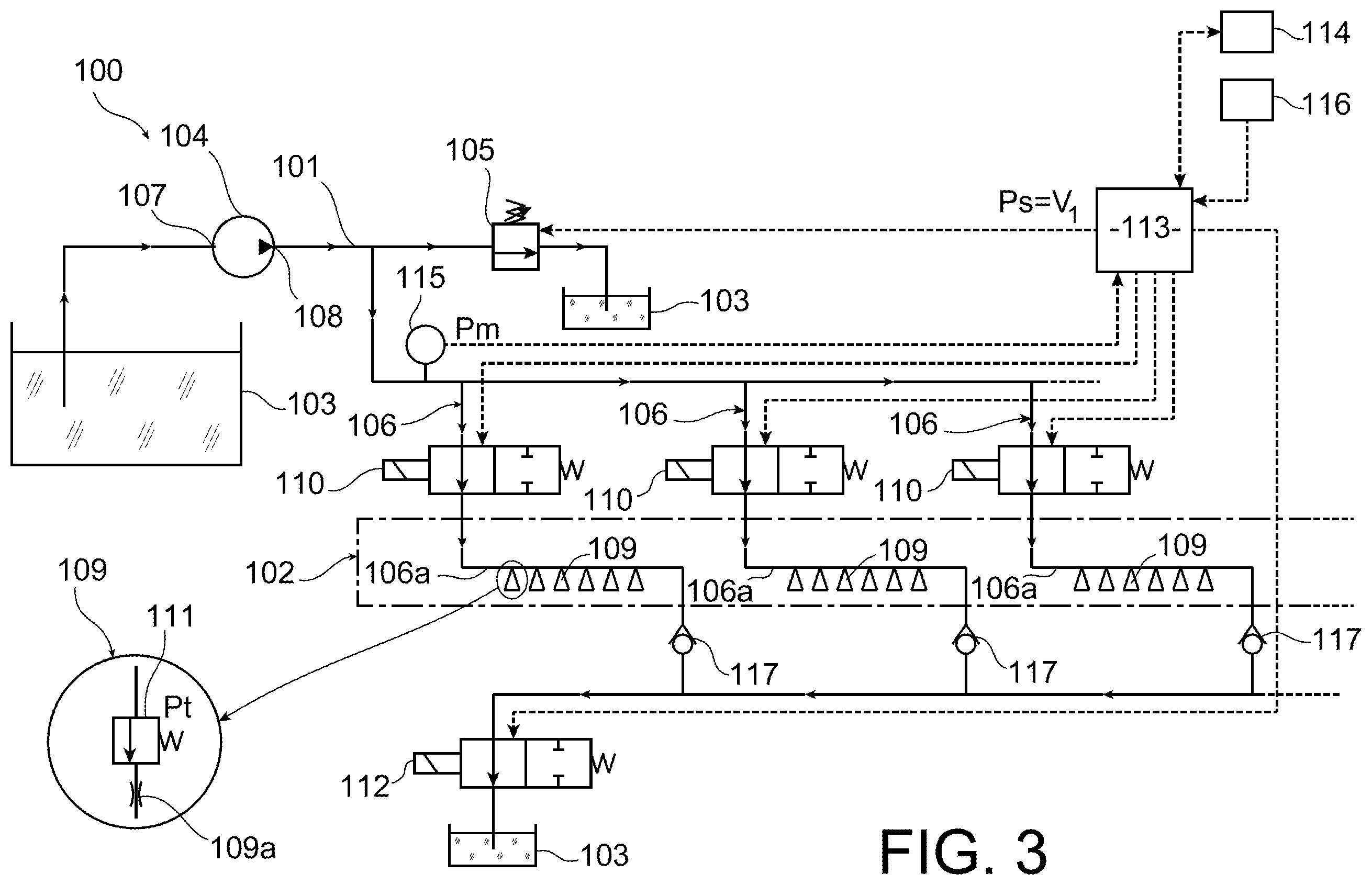Patent US11812686 Figure 3 – Spraying system for agricultural vehicle and spraying method using such a system