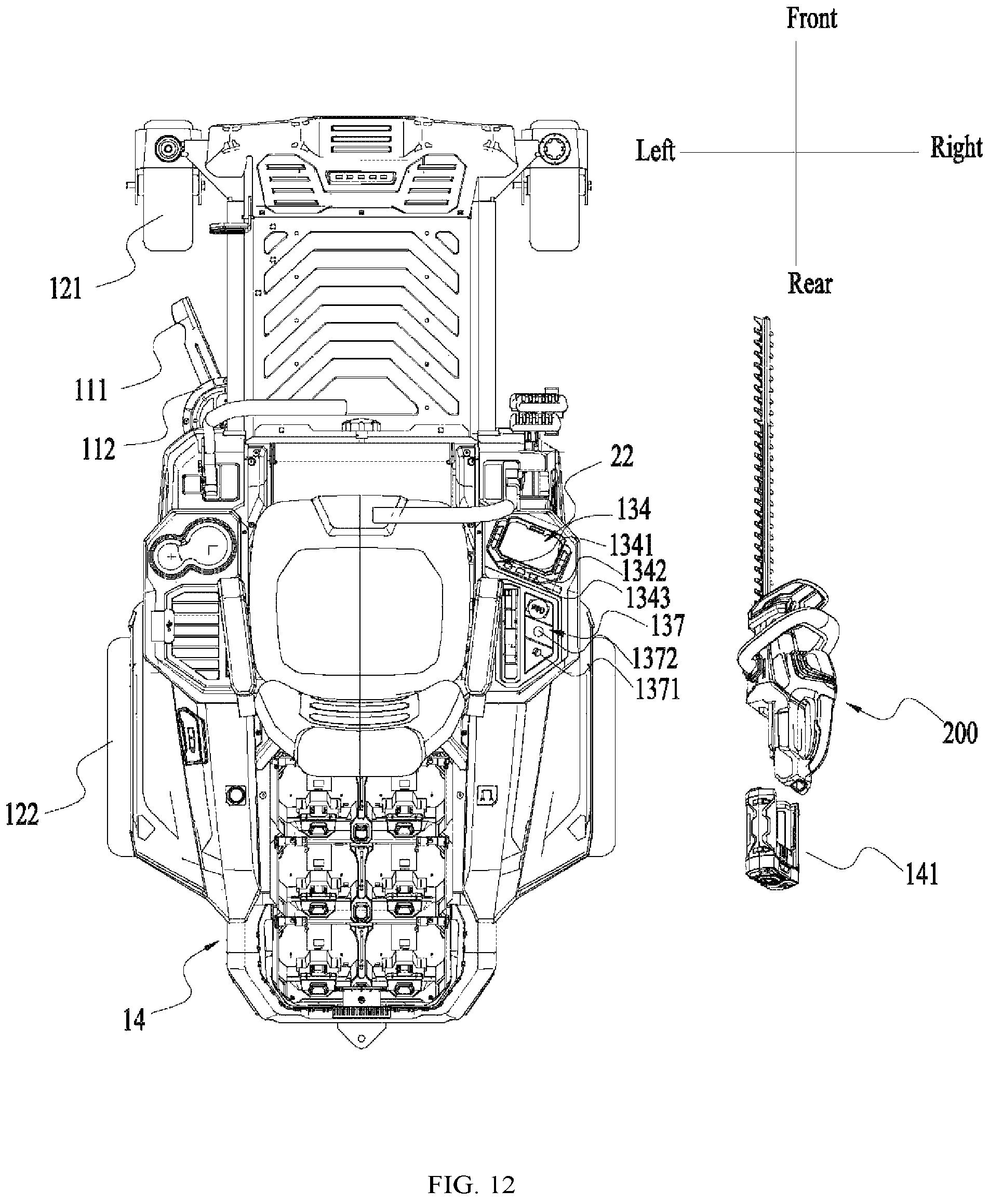 Patent US11812689 Figure 11 – Riding lawn mower having different starting modes