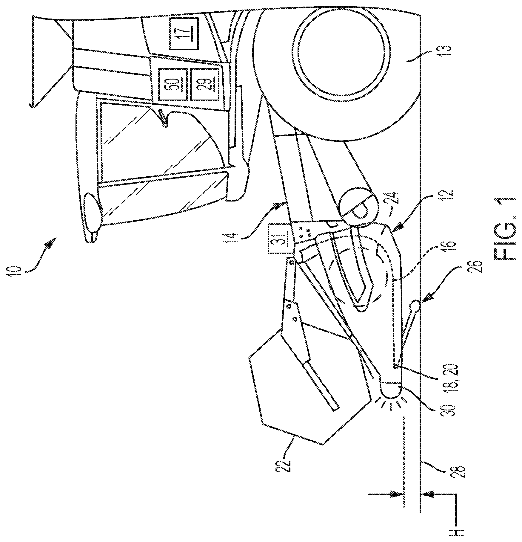 Patent US11812695 Figure 1 – Header height control for combine harvester
