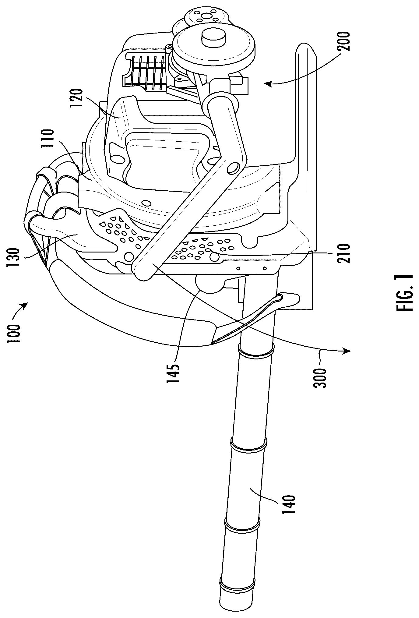 Patent US11812703 Figure 1 – Backpack blower with improved starting mechanism