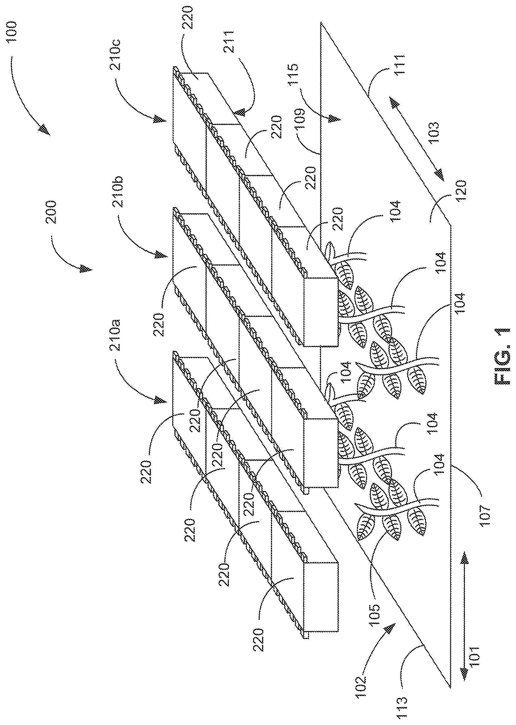 Patent US11812707 Figure 1 – Modular lighting system, such as for an indoor cultivation facility