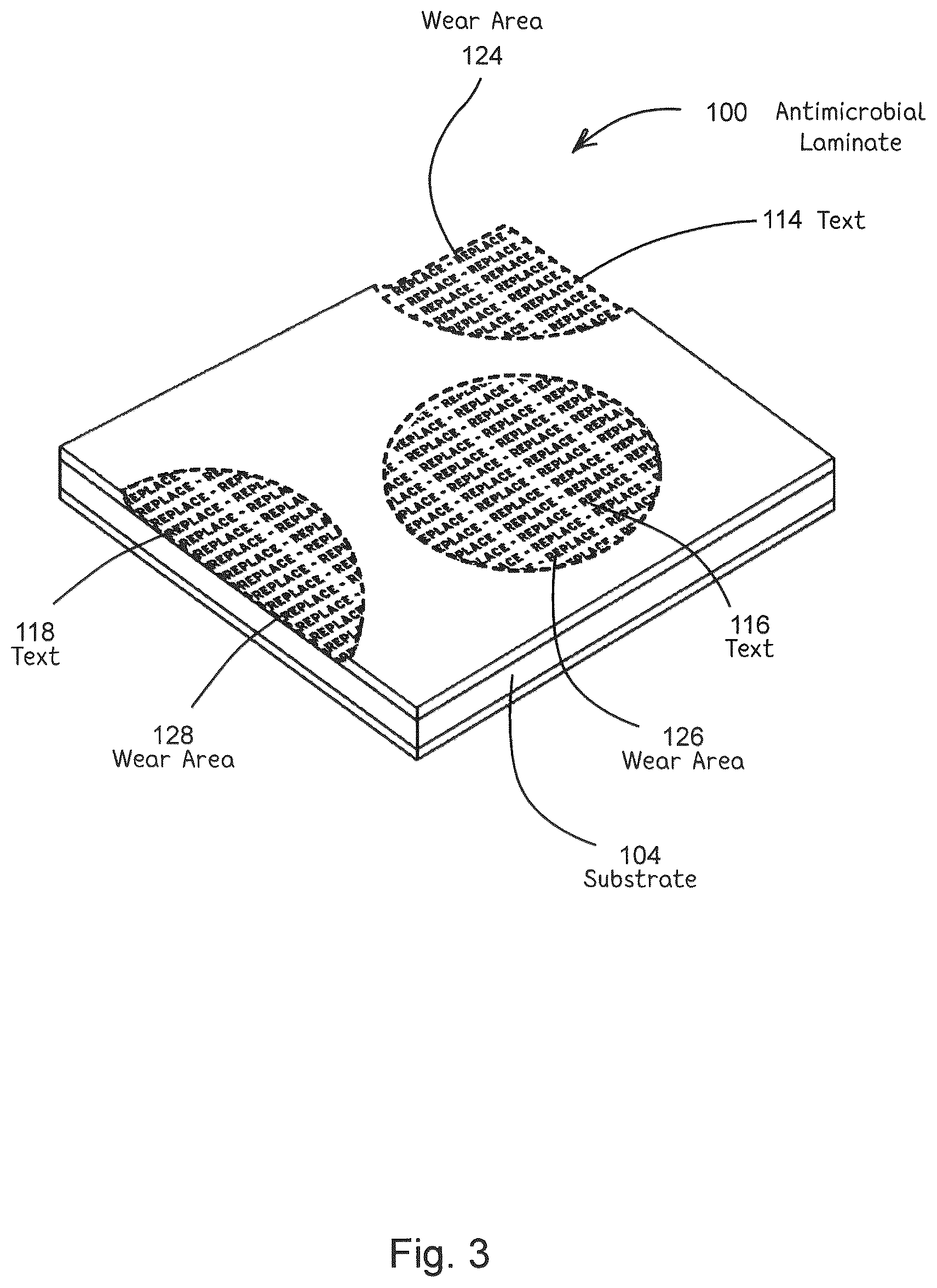 Patent US11812744 Figure 3 – Antimicrobial laminates and coatings indicating efficacy