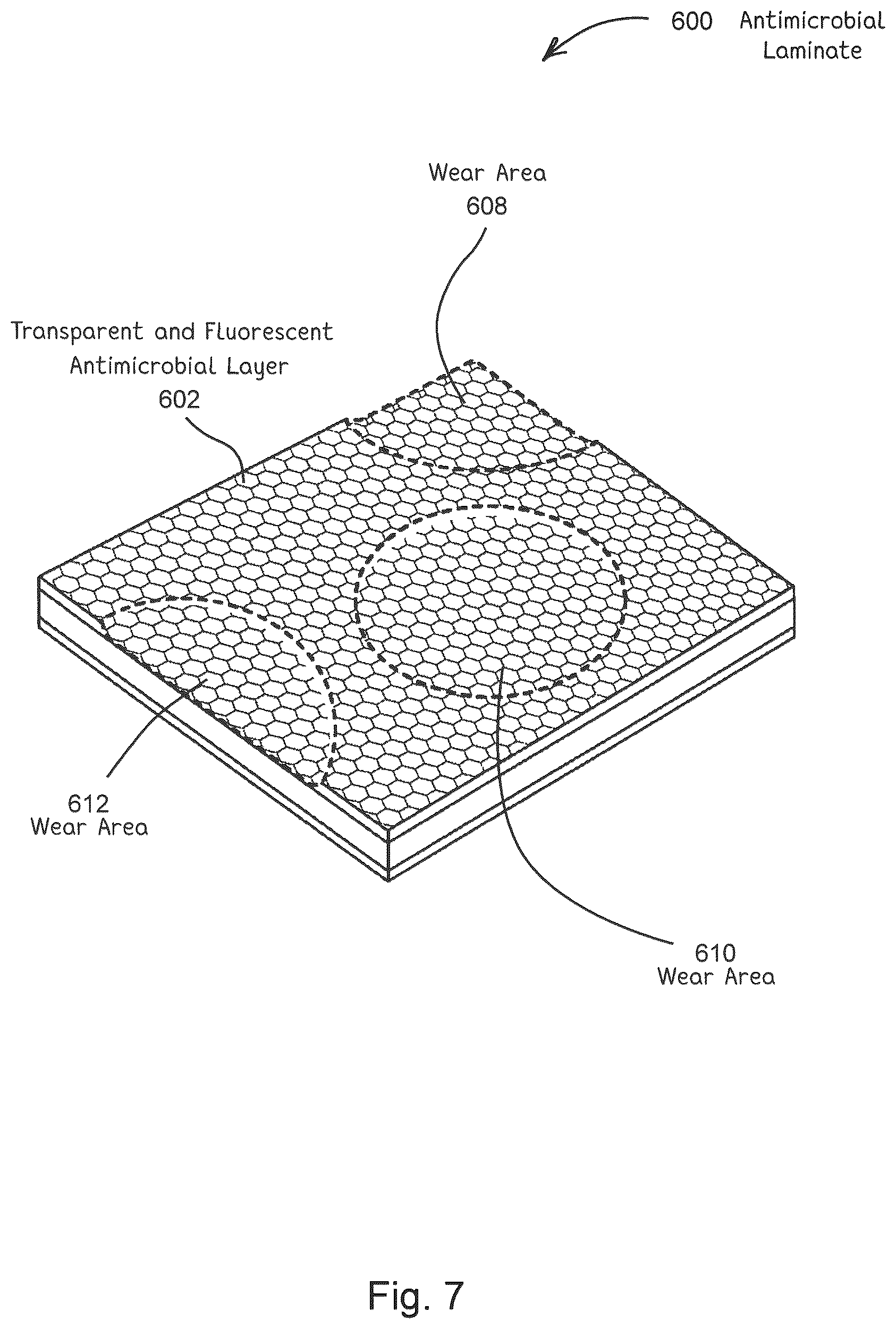 Patent US11812744 Figure 7 – Antimicrobial laminates and coatings indicating efficacy