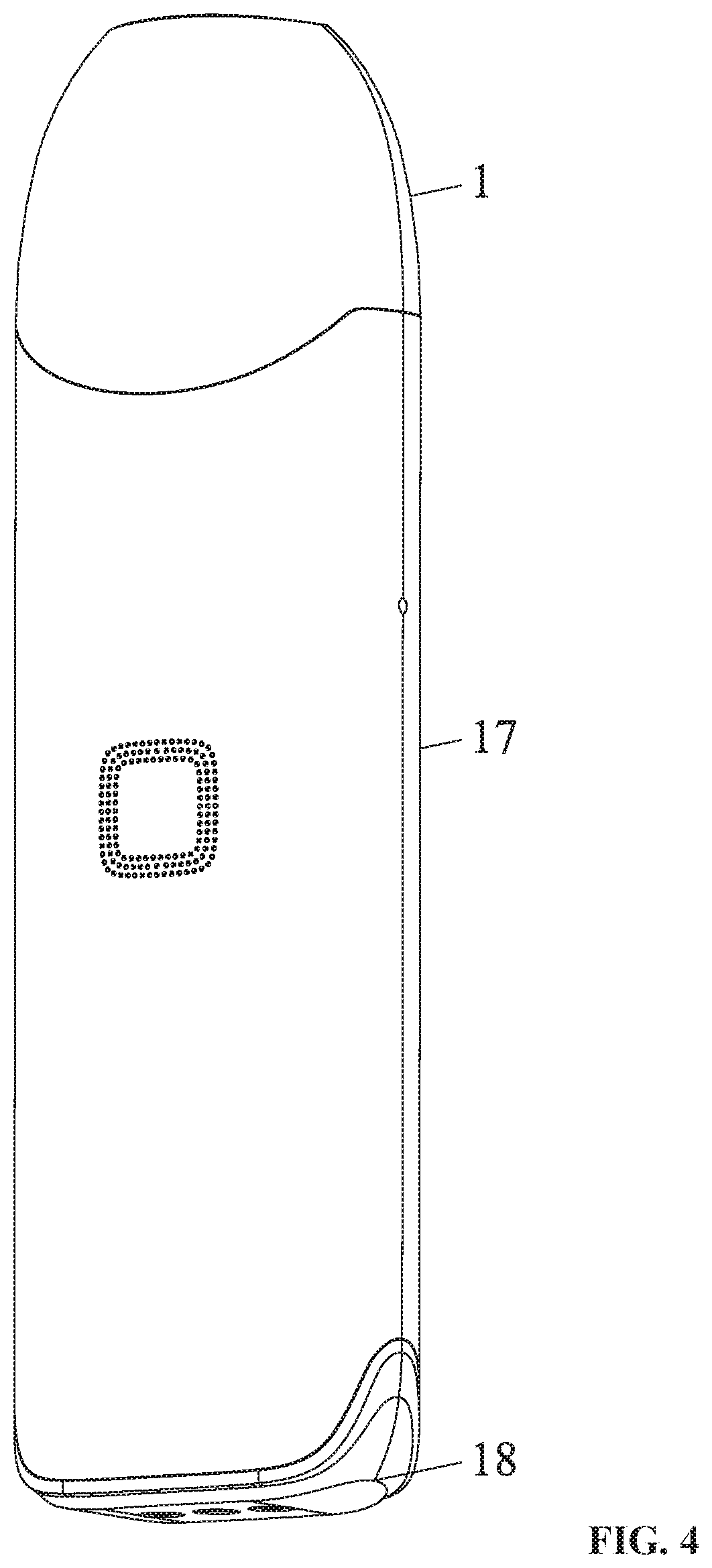 Patent US11812792 Figure 4 – Electronic cigarette having a plate with a pneumatic switch and a charging plate