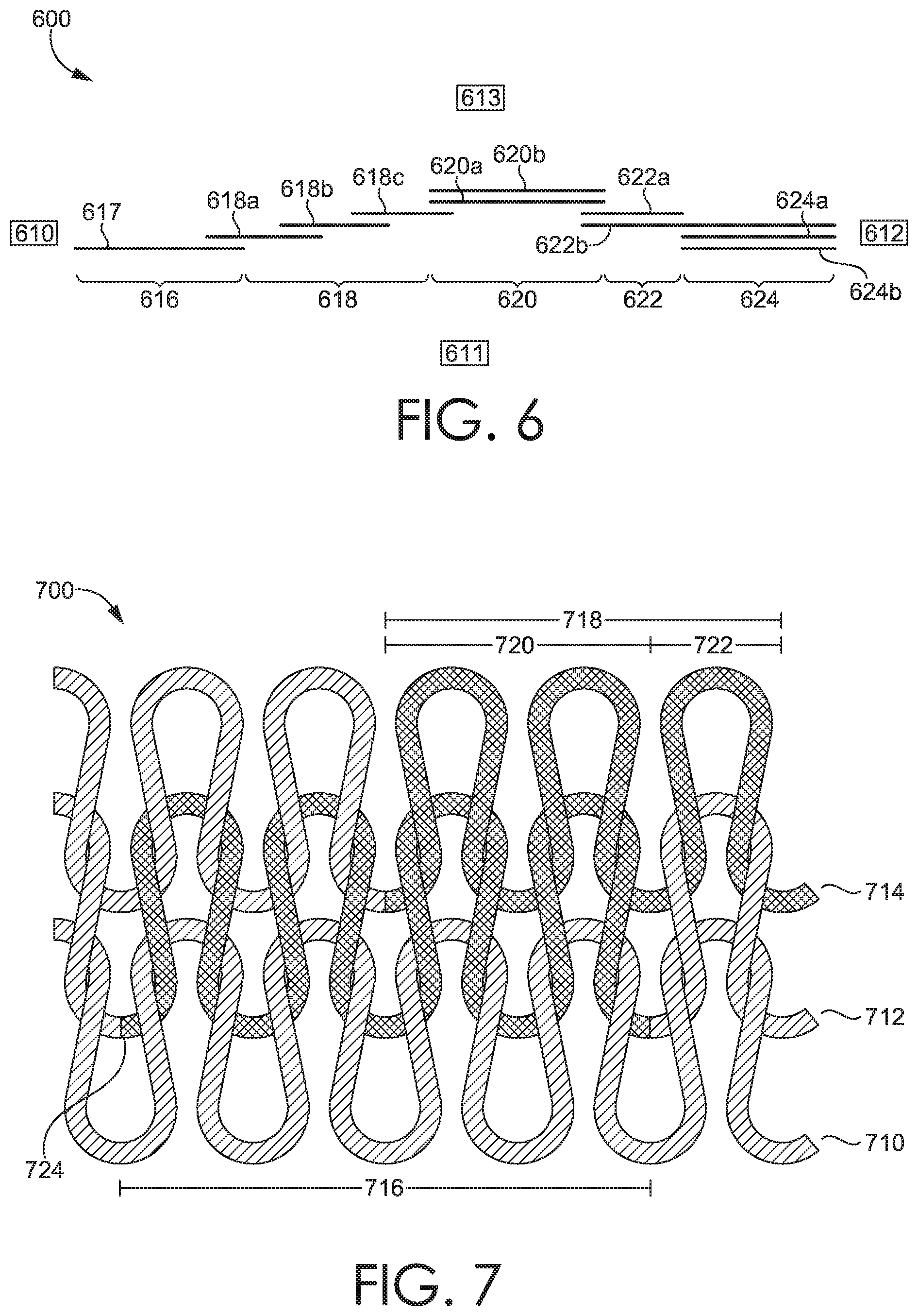 Patent US11812794 Figure 6 – Sock with integrally knit grip strips of varying widths