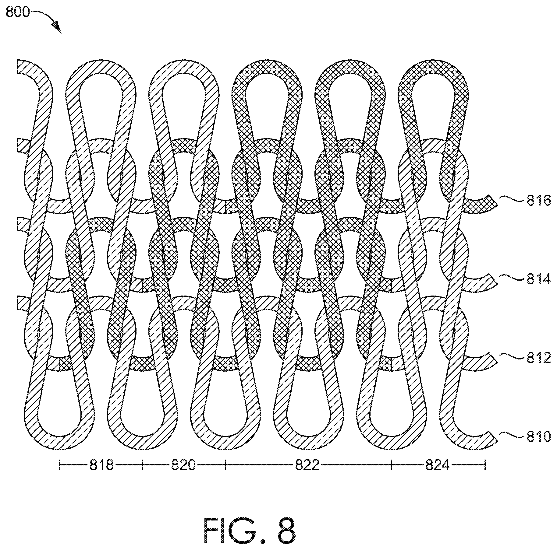 Patent US11812794 Figure 7 – Sock with integrally knit grip strips of varying widths
