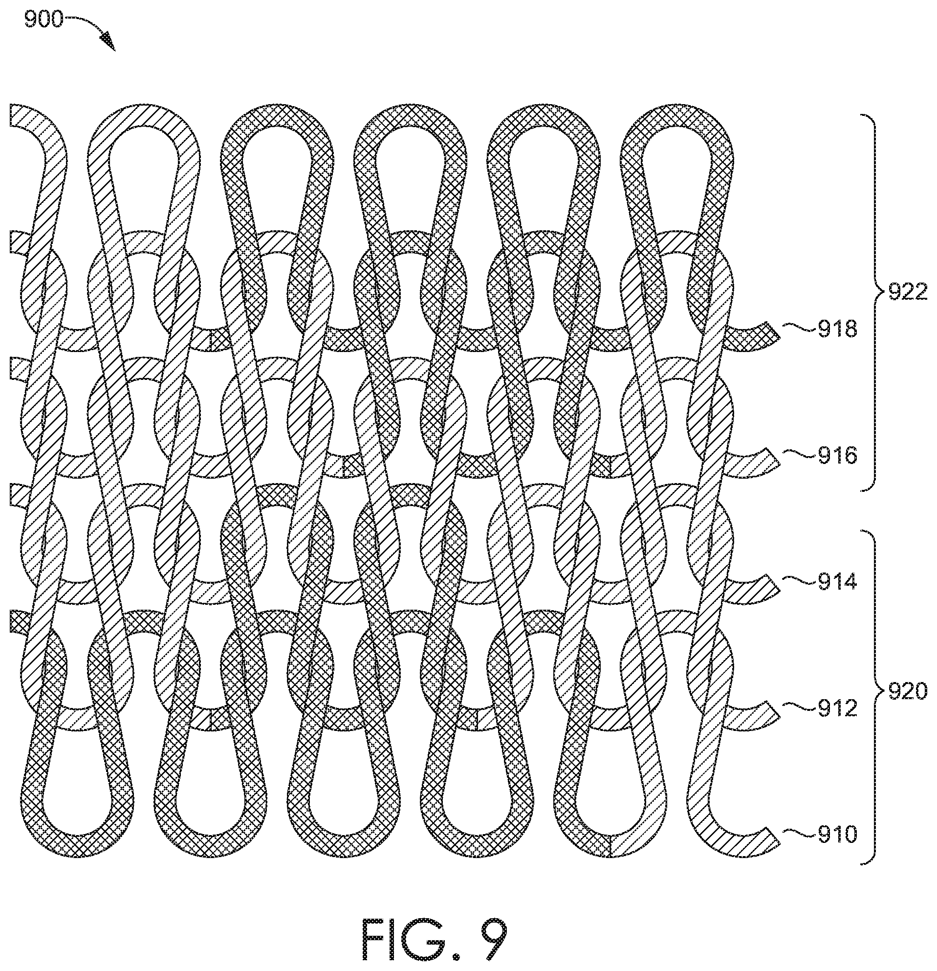 Patent US11812794 Figure 8 – Sock with integrally knit grip strips of varying widths