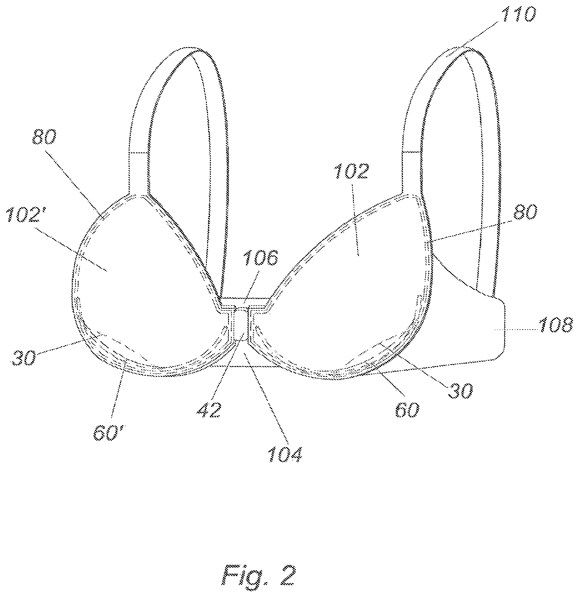 Patent US11812796 Figure 2 – Brassiere with anchored under supports