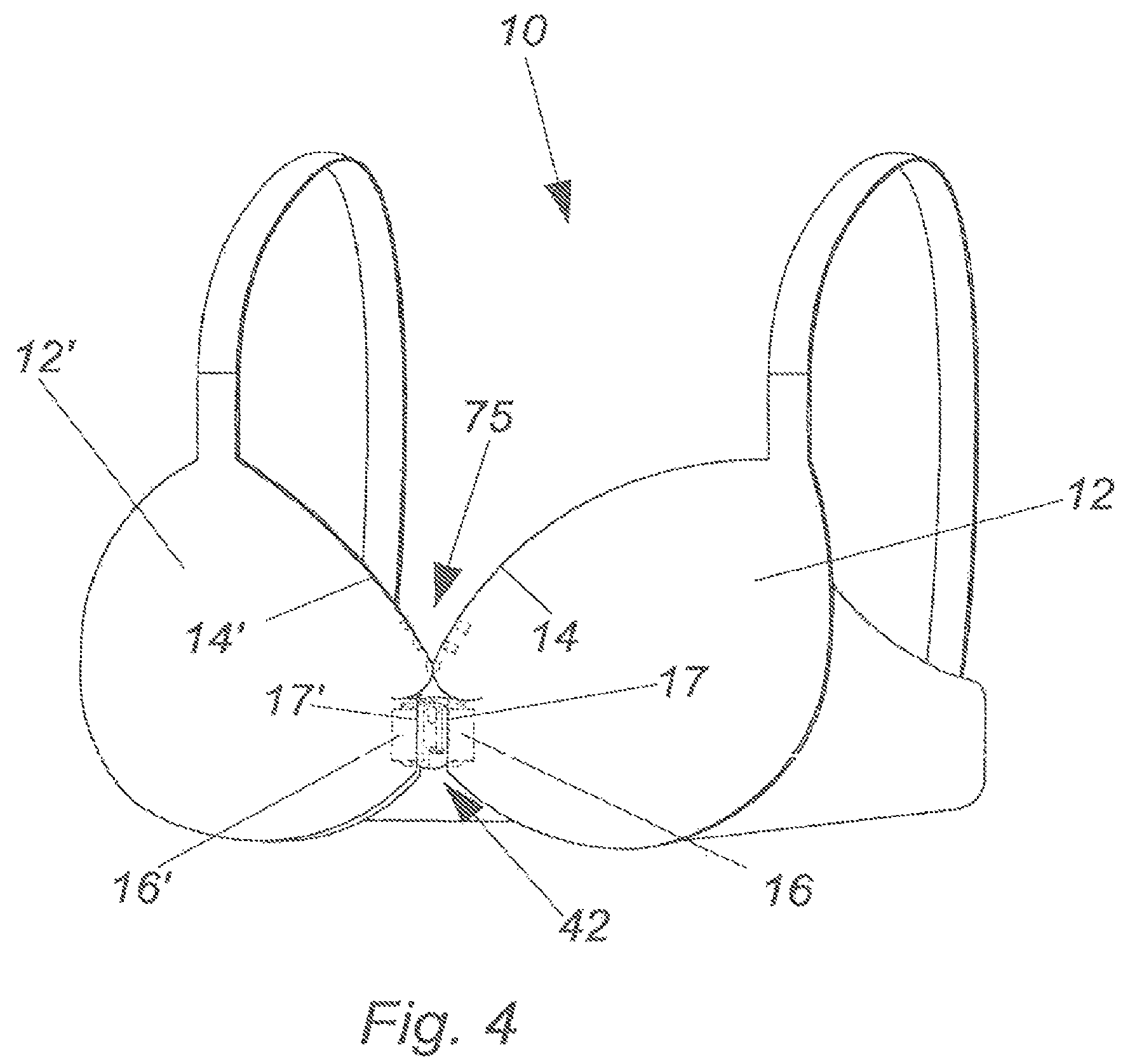 Patent US11812796 Figure 4 – Brassiere with anchored under supports