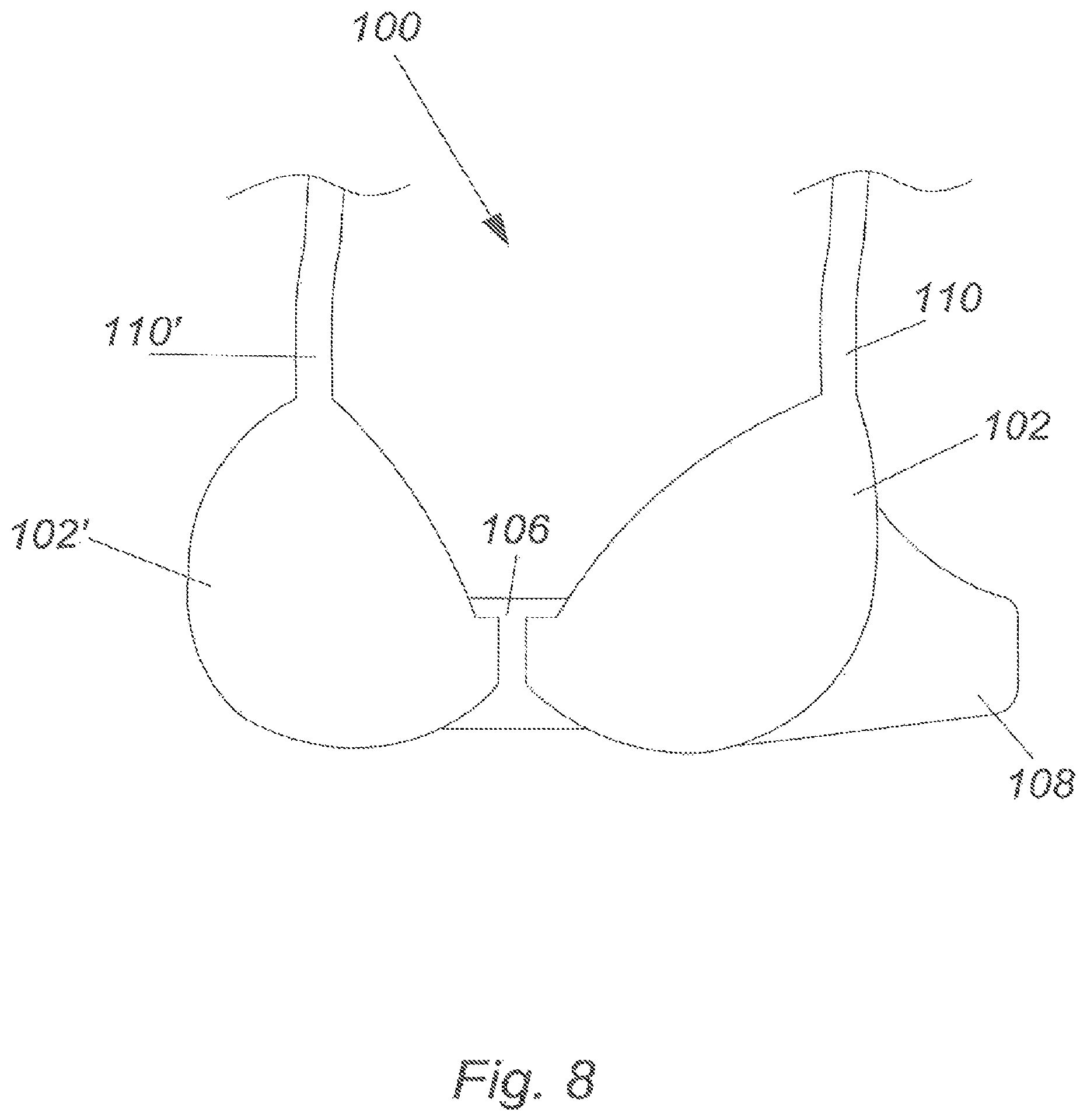 Patent US11812796 Figure 8 – Brassiere with anchored under supports