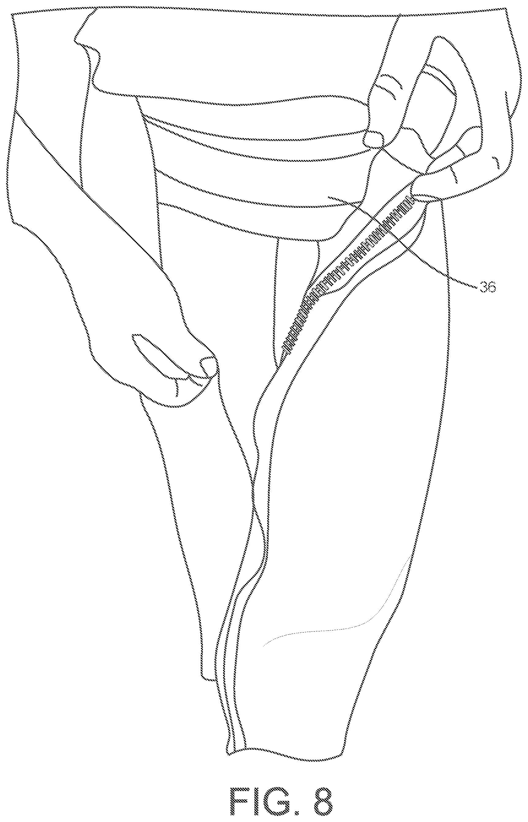 Patent US11812797 Figure 8 – Clothing configurations with multiple reclosable access regions