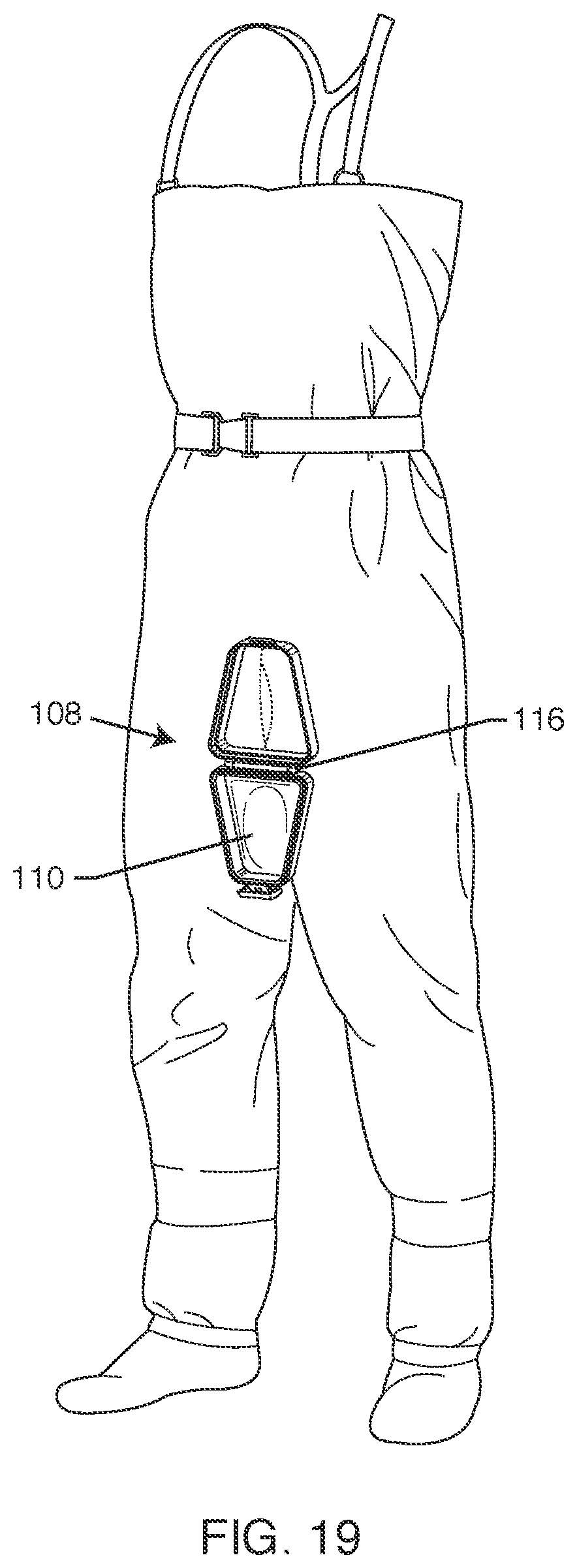Patent US11812799 Figure 8 – Urination relief hatch for waterproof waders and foul weather gear