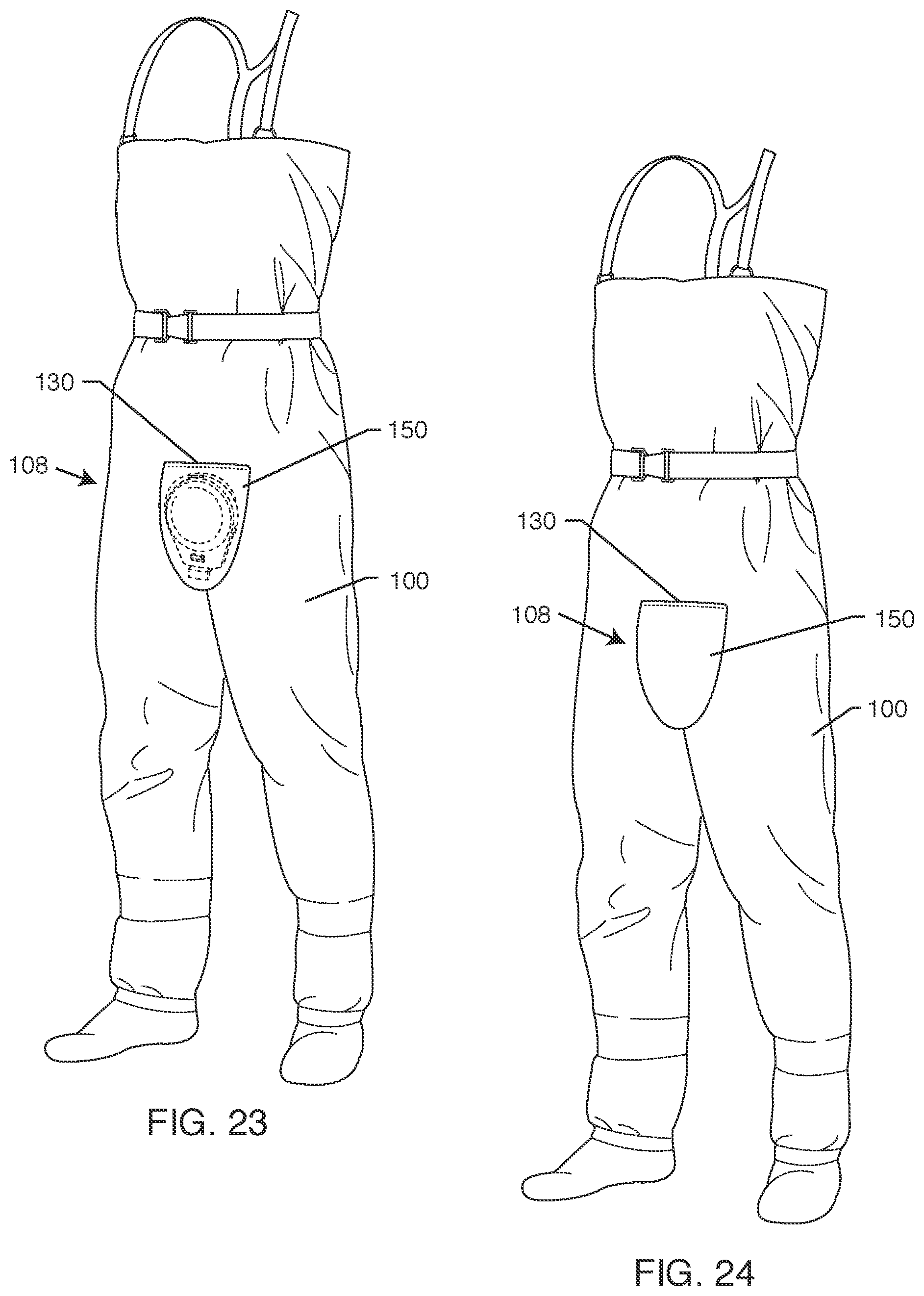 Patent US11812799 Figure 10 – Urination relief hatch for waterproof waders and foul weather gear