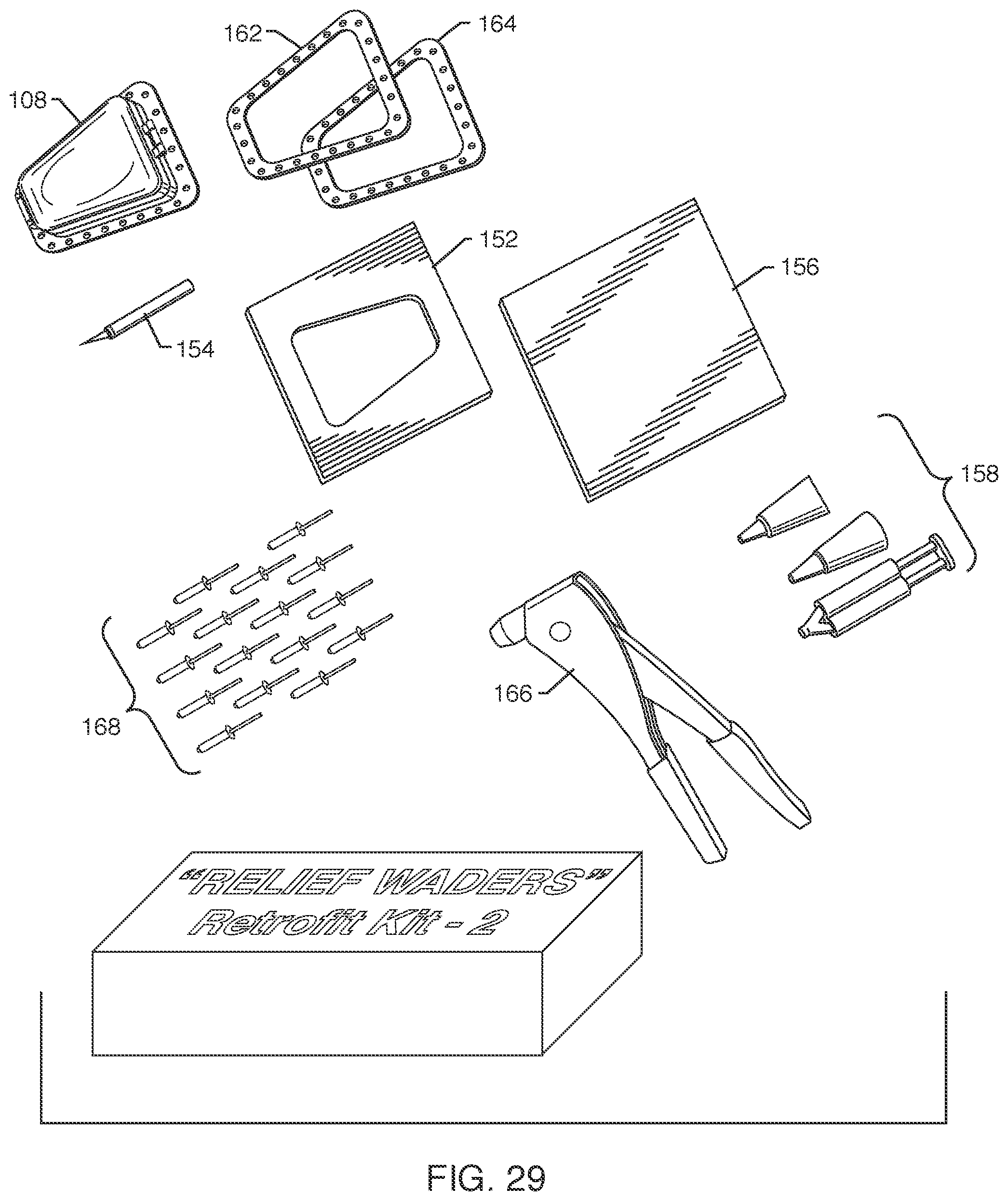Patent US11812799 Figure 12 – Urination relief hatch for waterproof waders and foul weather gear