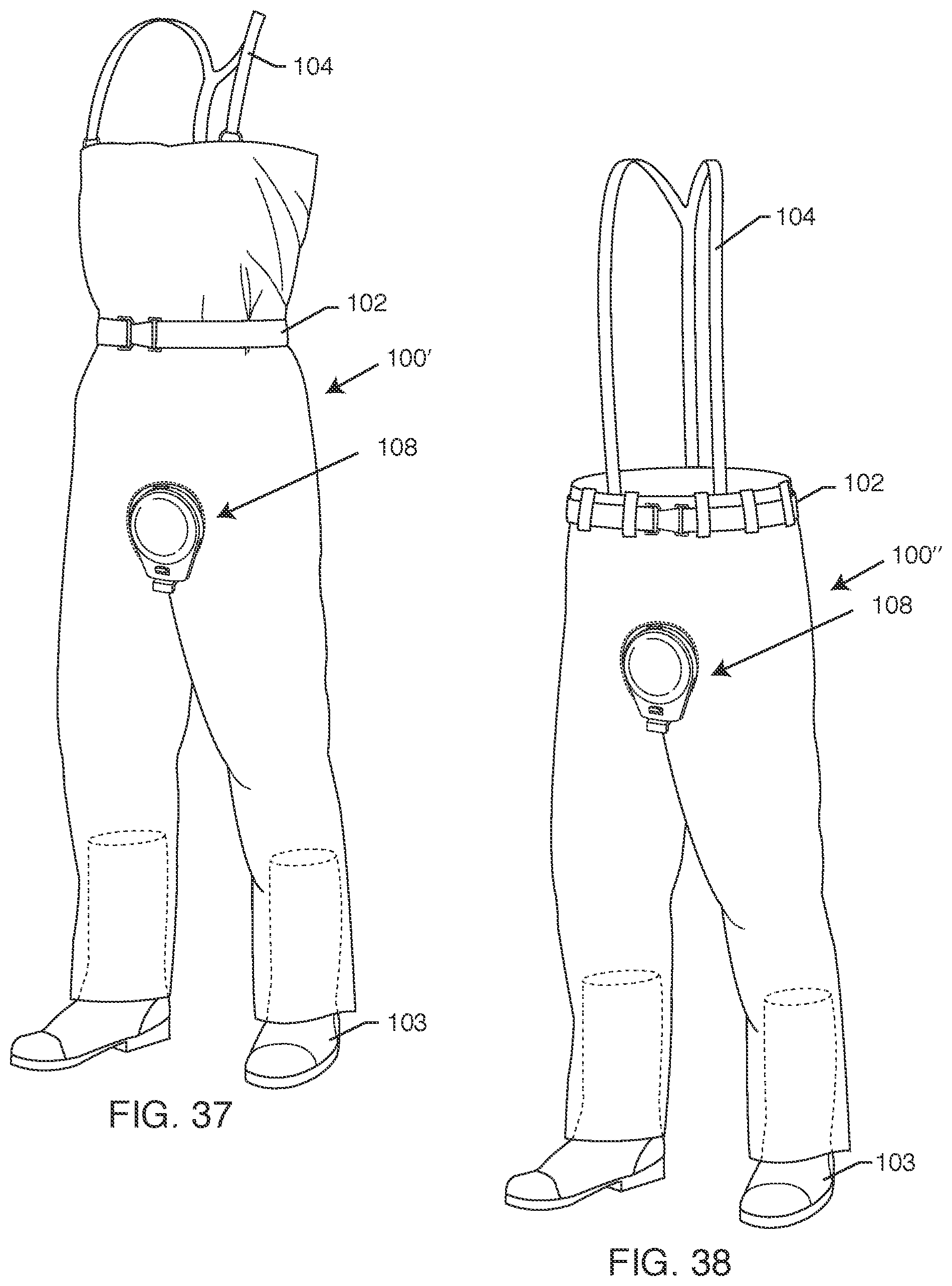 Patent US11812799 Figure 16 – Urination relief hatch for waterproof waders and foul weather gear