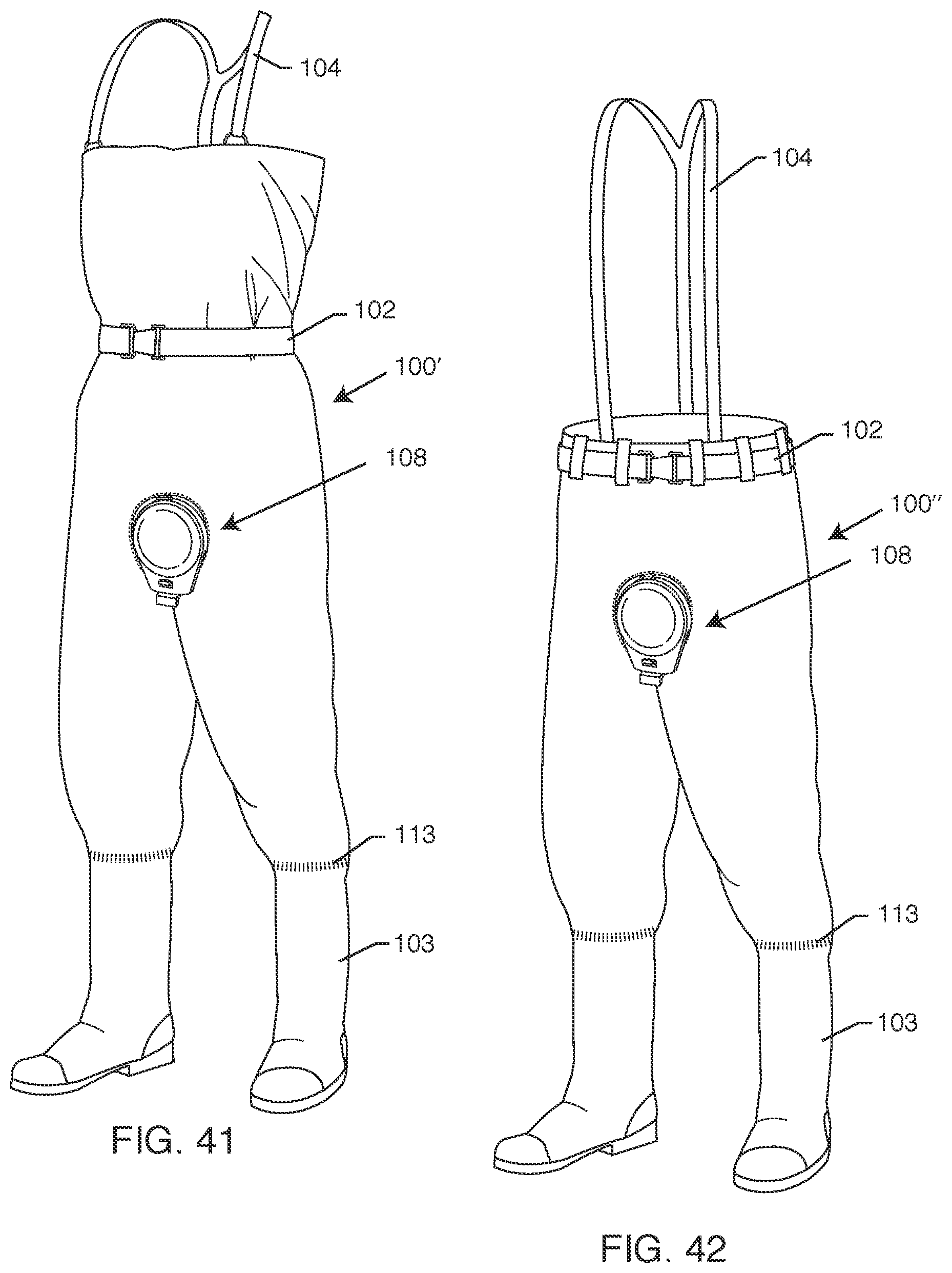Patent US11812799 Figure 18 – Urination relief hatch for waterproof waders and foul weather gear